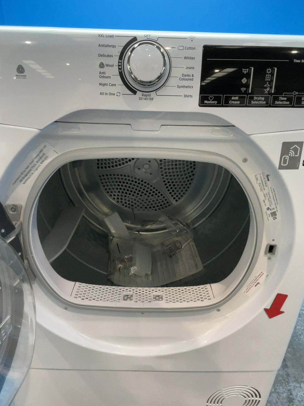 #GRC-167-069 - Hoover 9kg Condenser Tumble Dryer – WiFi Connected, White, B Energy Rating