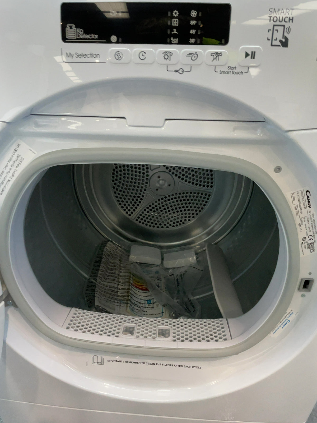 #GRC-167-109 - Candy Smart 10kg Condenser Tumble Dryer – Sensor Drying, White, G Energy Rating