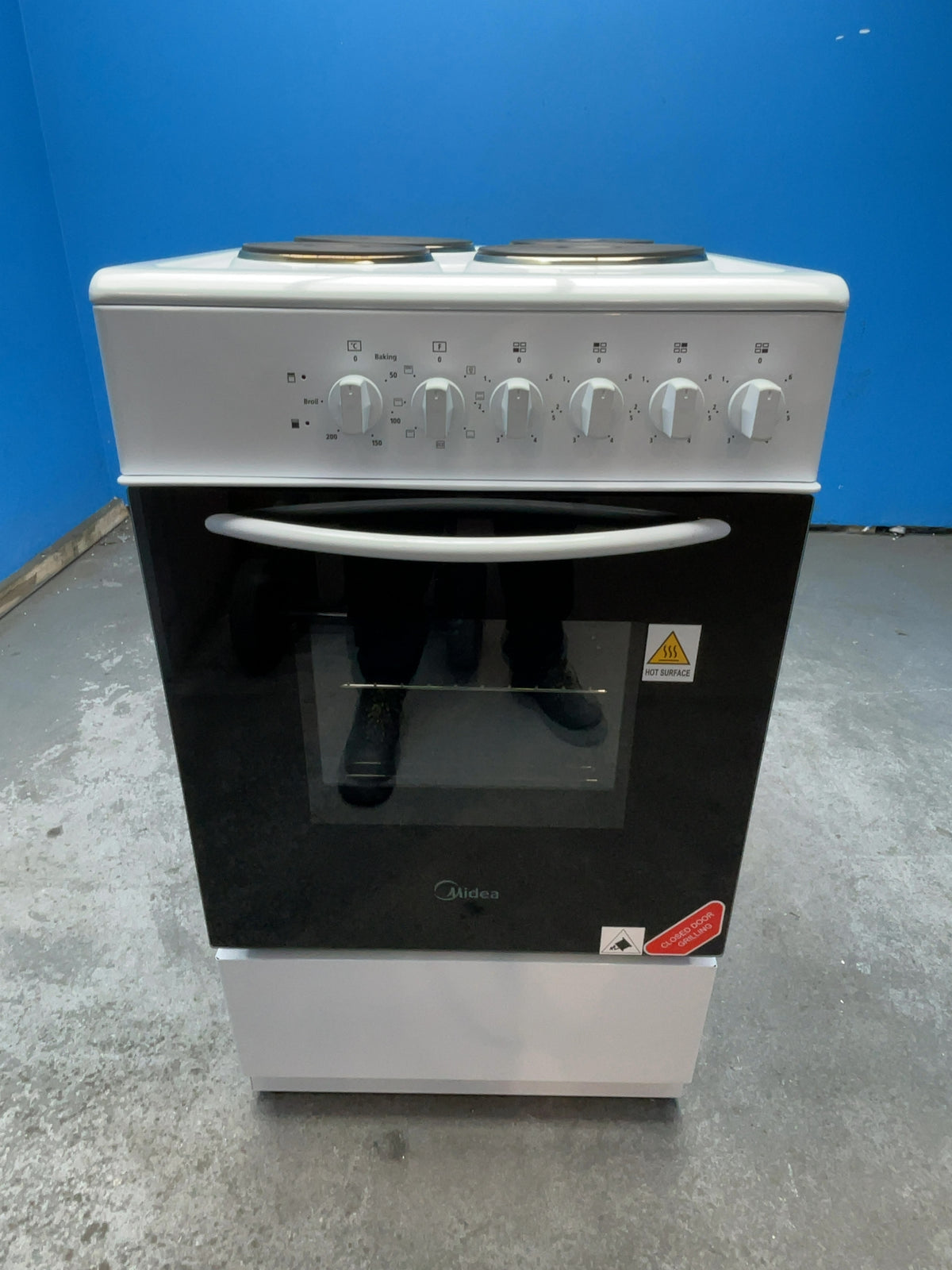 #GRC-167-122 - Midea 50cm Electric Cooker – Solid Plate Hob, Integrated Grill, White