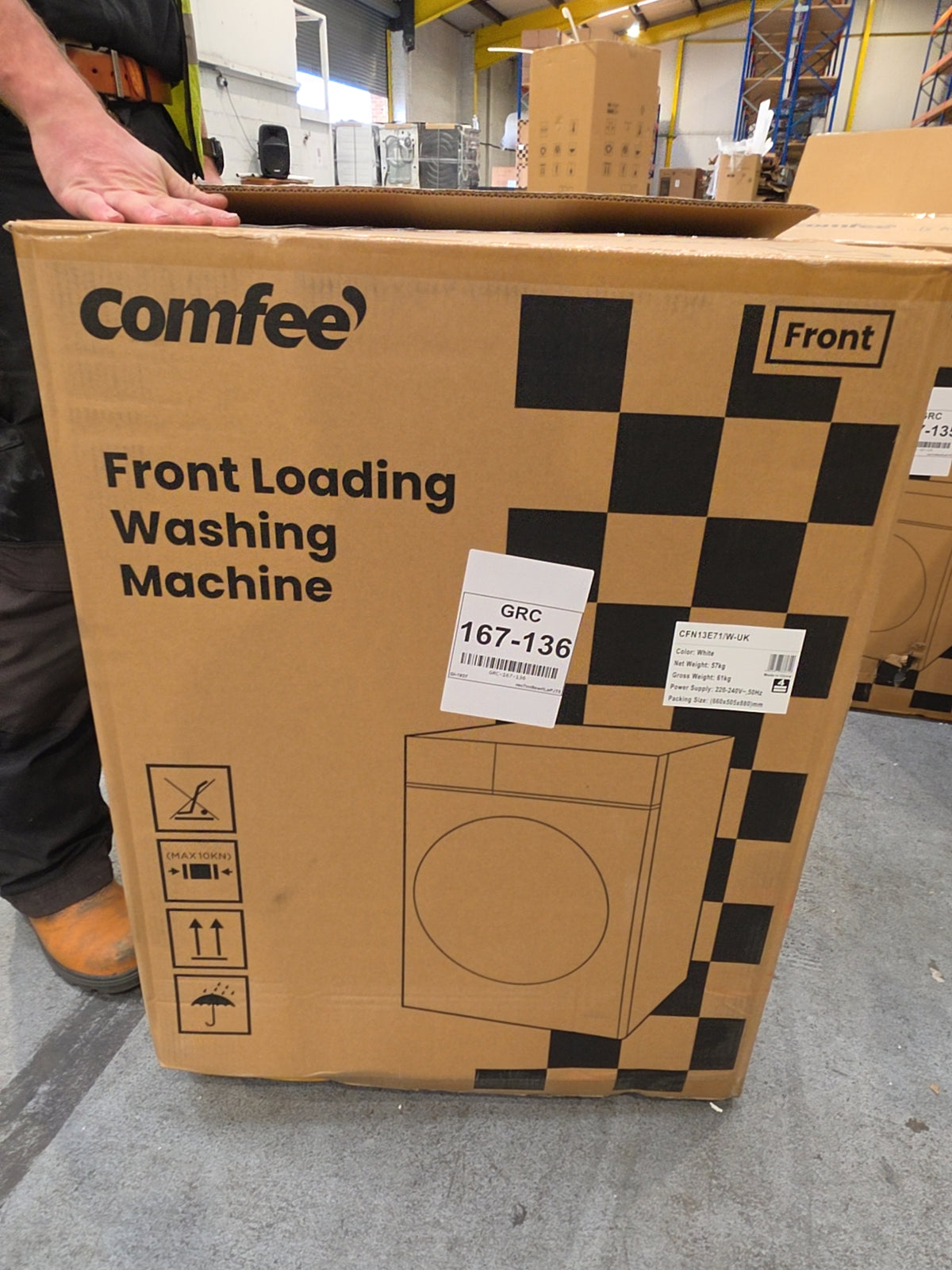 #GRC-167-136 - Comfee 7kg 1200rpm Washing Machine – Steam Wash & 15 Min Quick Cycle, White