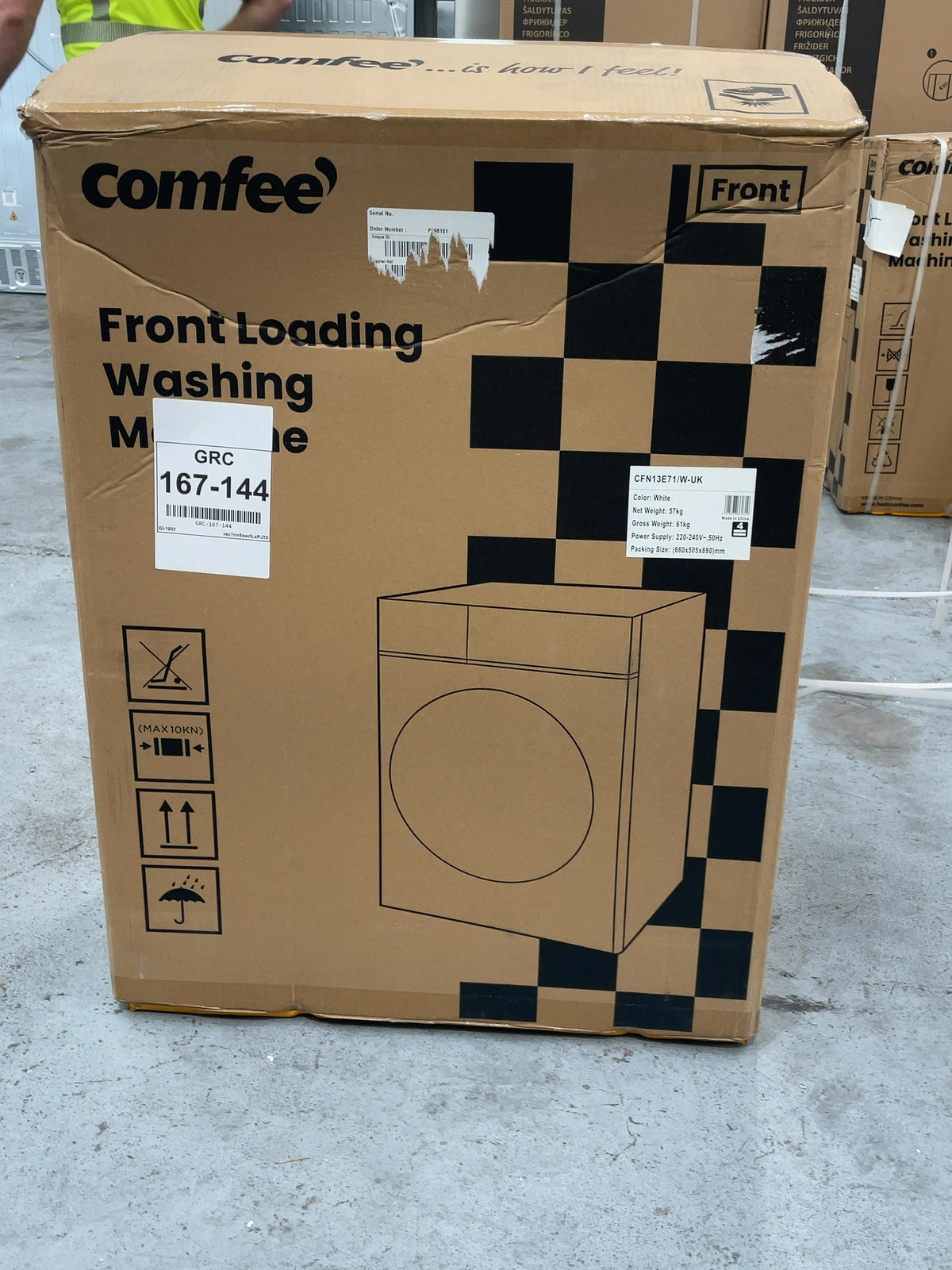 #GRC-167-144 - Comfee 7kg 1200rpm Washing Machine – Steam Wash & 15 Min Quick Cycle, White