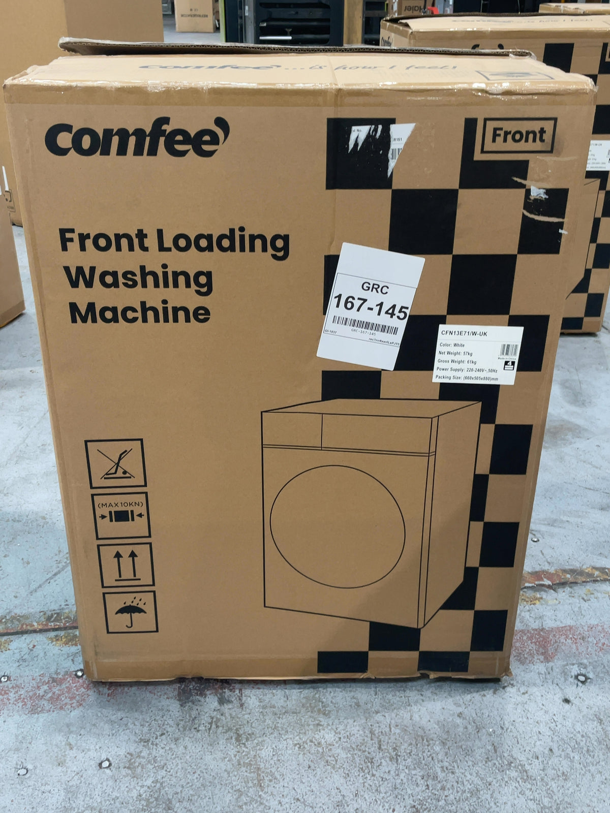 #GRC-167-145 - Comfee 7kg 1200rpm Washing Machine – Steam Wash & 15 Min Quick Cycle, White