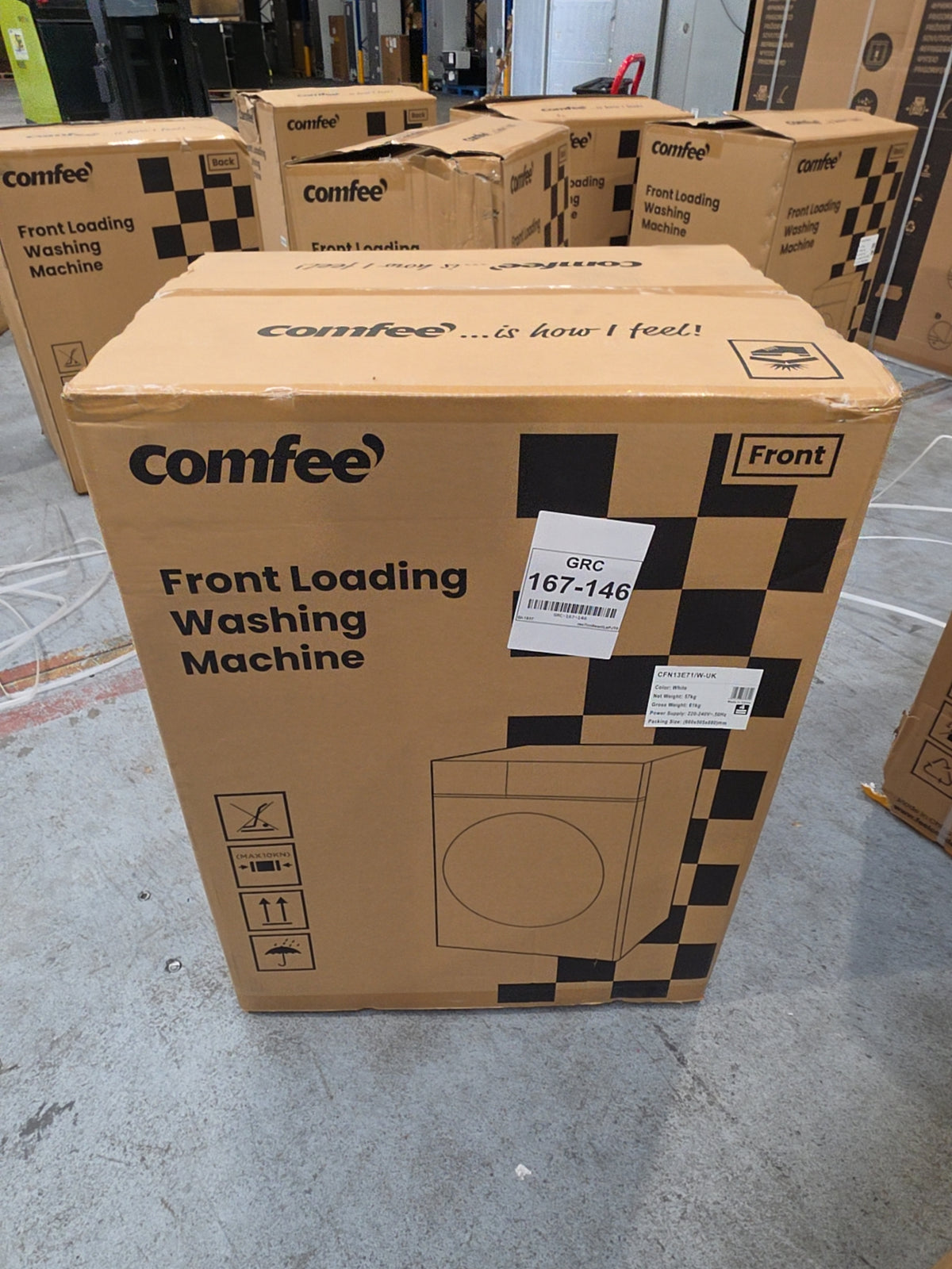#GRC-167-146 - Comfee 7kg 1200rpm Washing Machine – Steam Wash & 15 Min Quick Cycle, White