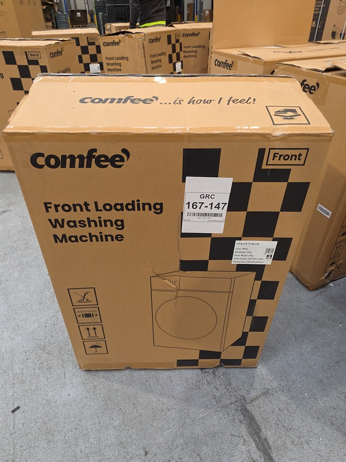 #GRC-167-147 - Comfee 7kg 1200rpm Washing Machine – Steam Wash & 15 Min Quick Cycle, White