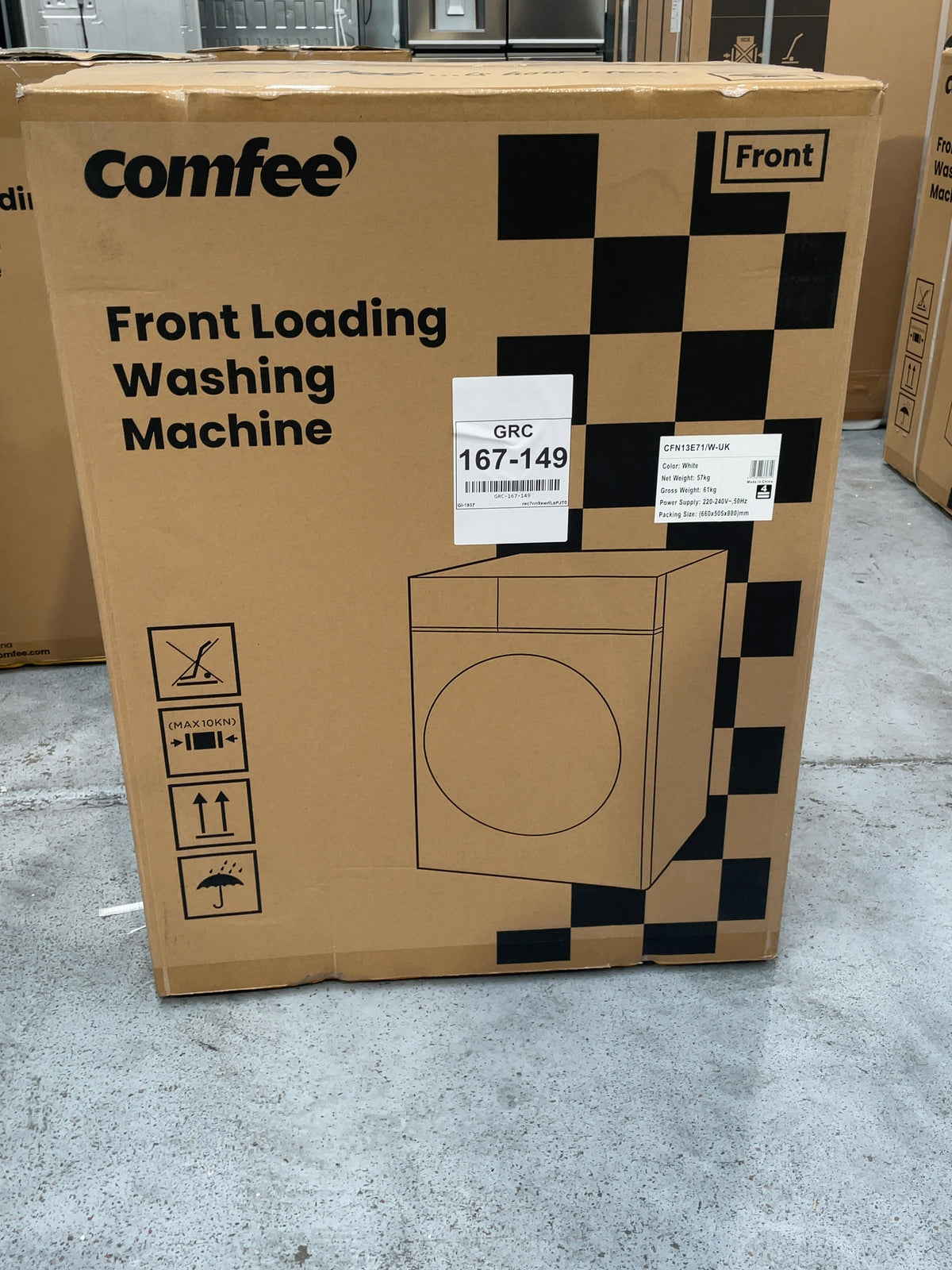 #GRC-167-149 - Comfee 7kg 1200rpm Washing Machine – Steam Wash & 15 Min Quick Cycle, White