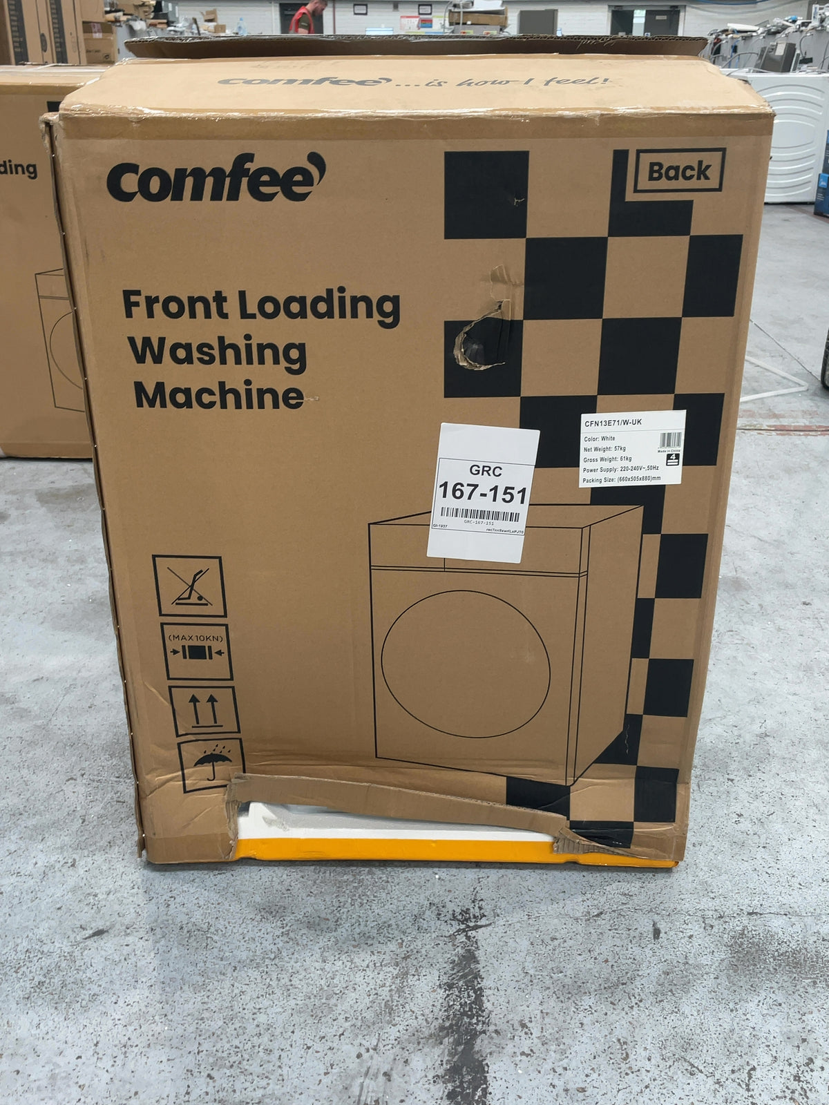 #GRC-167-151 - Comfee 7kg 1200rpm Washing Machine – Steam Wash & 15 Min Quick Cycle, White
