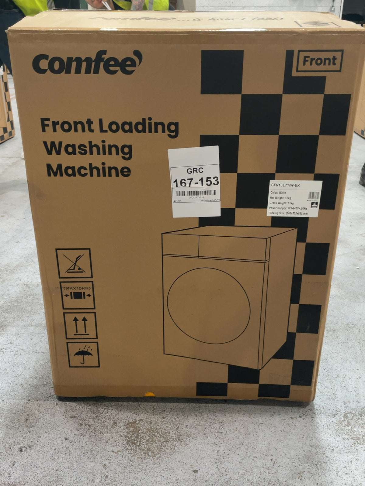#GRC-167-153 - Comfee 7kg 1200rpm Washing Machine – Steam Wash & 15 Min Quick Cycle, White