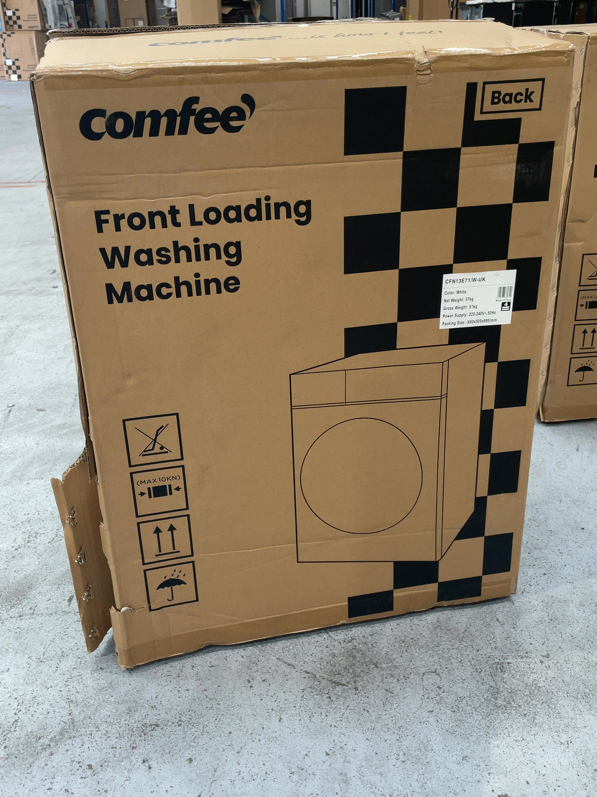 #GRC-167-155 - Comfee 7kg 1200rpm Washing Machine – Steam Wash & 15 Min Quick Cycle, White