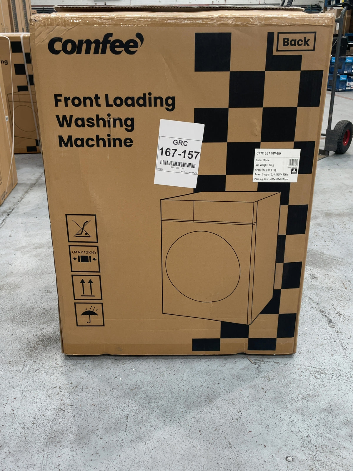 #GRC-167-157 - Comfee 7kg 1200rpm Washing Machine – Steam Wash & 15 Min Quick Cycle, White