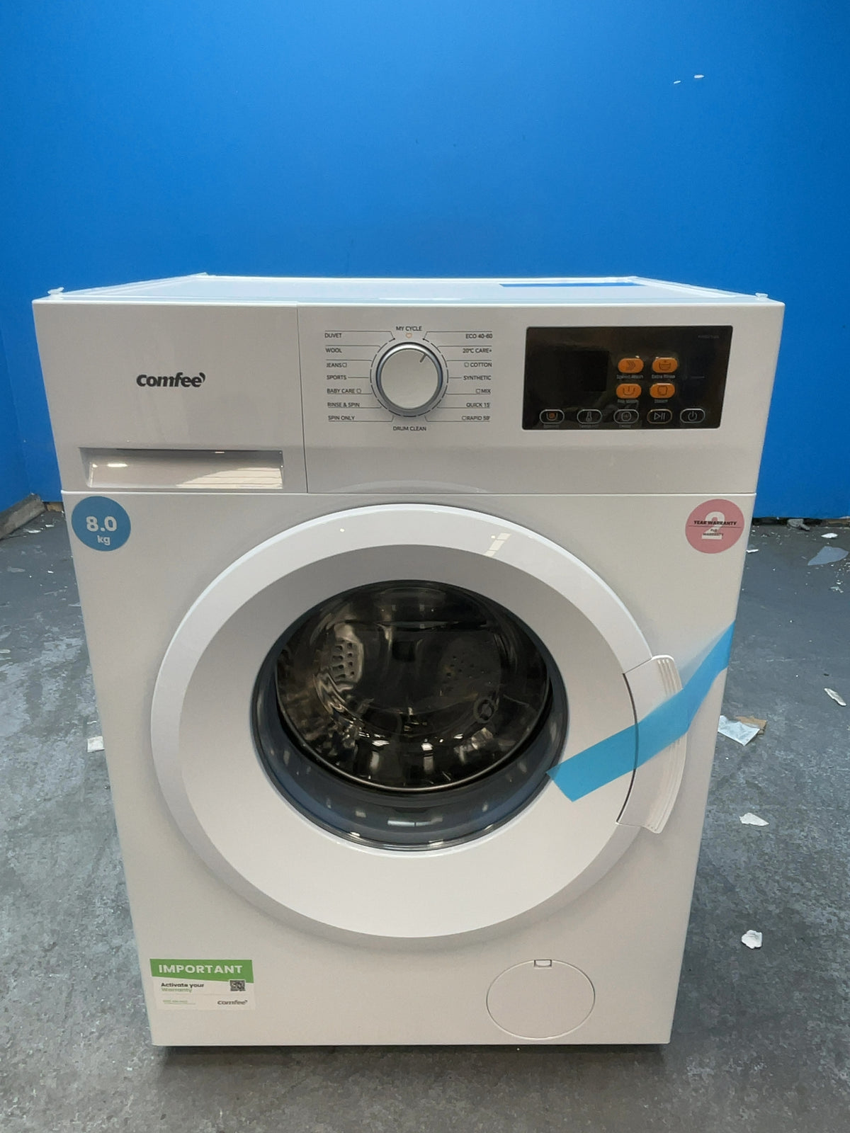 #GRC-167-304 - Comfee 8kg 1400rpm Washing Machine – Steam Clean, 15 Programmes & Delay Start