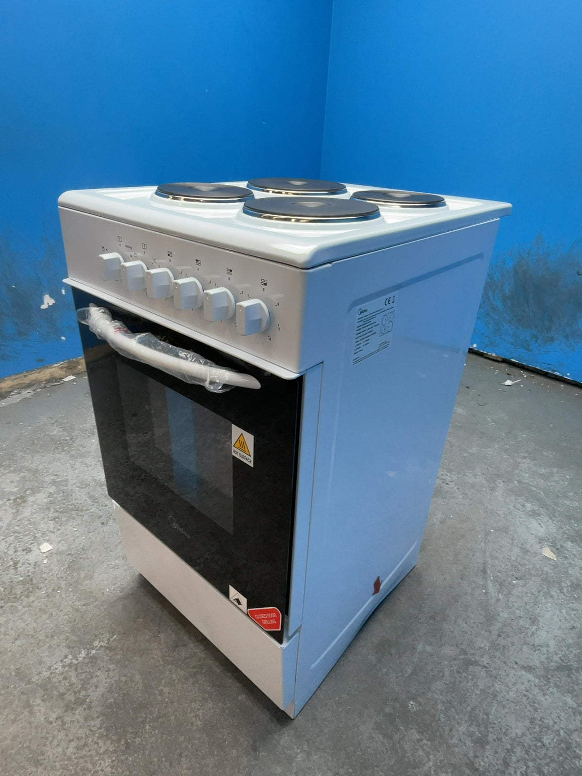#GRC-167-362 - Midea 50cm Electric Cooker – Solid Plate Hob, Integrated Grill, White