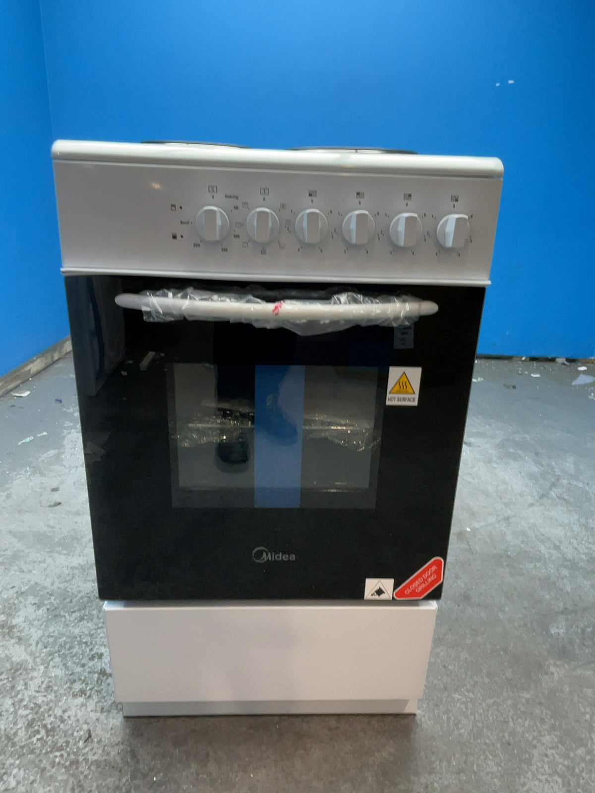 #GRC-167-364 - Midea 50cm Electric Cooker – Solid Plate Hob, Integrated Grill, White