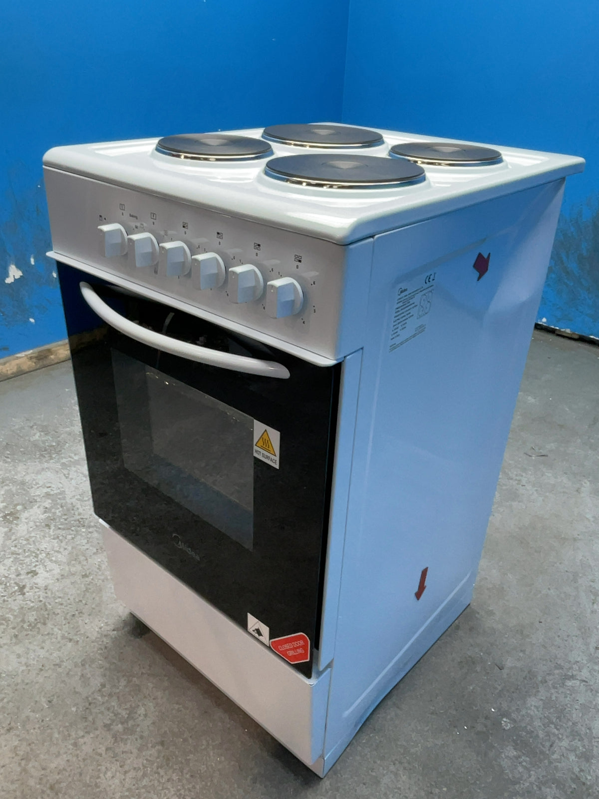 #GRC-167-371 - Midea 50cm Electric Cooker – Solid Plate Hob, Integrated Grill, White