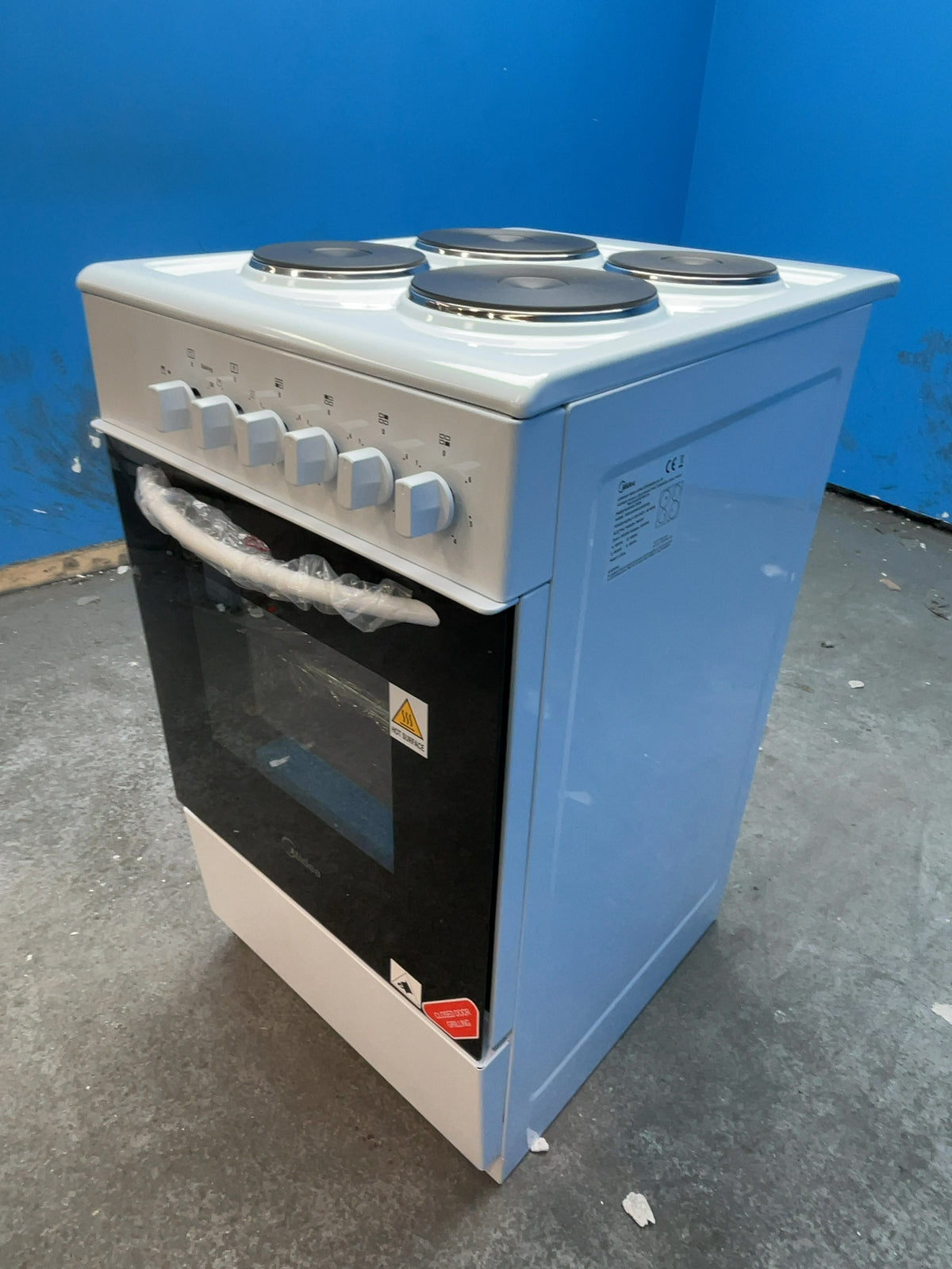 #GRC-167-372 - Midea 50cm Electric Cooker – Solid Plate Hob, Integrated Grill, White