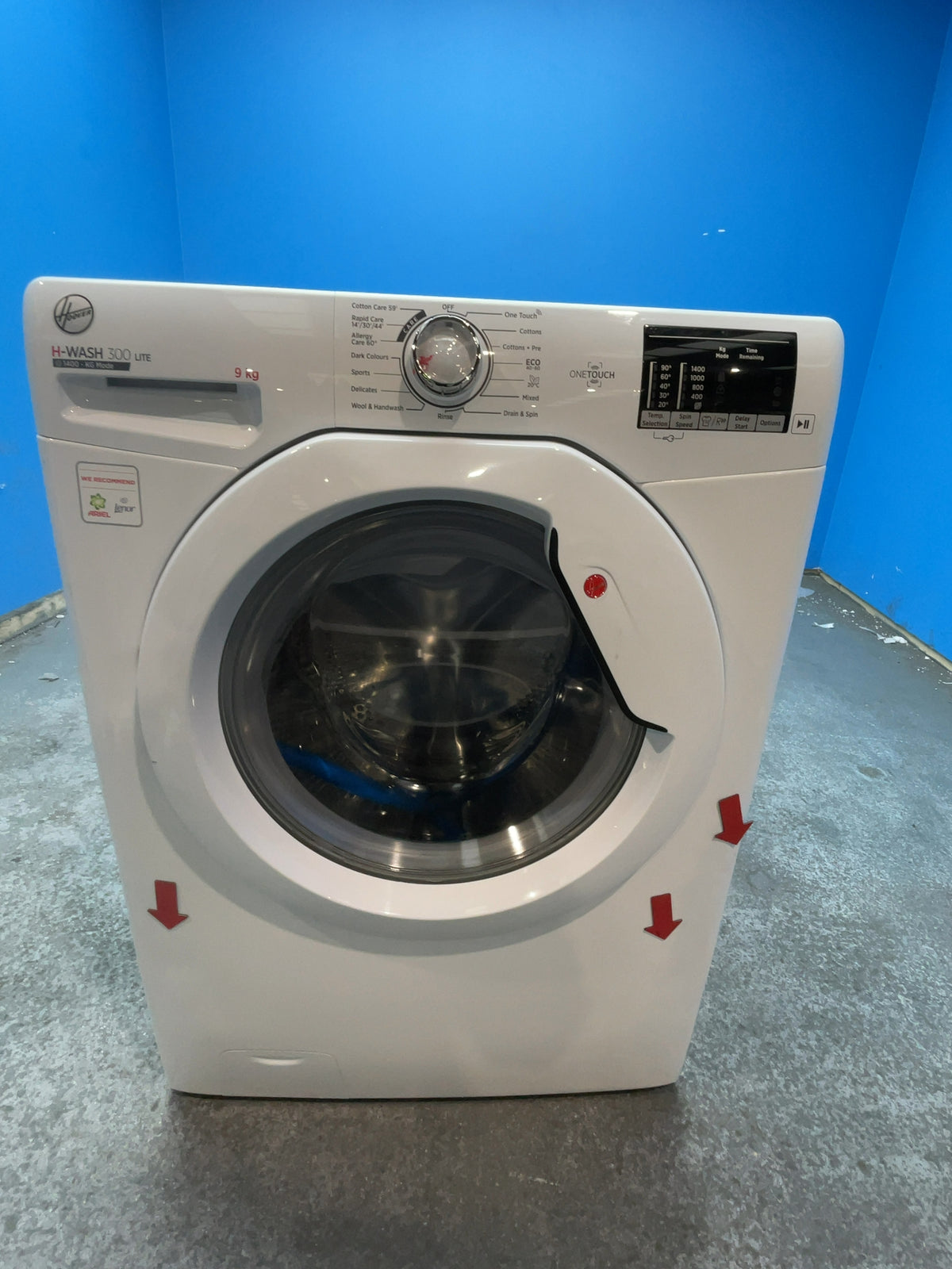 #GRC-167-390 - Hoover 9kg 1400rpm Washing Machine – KG Mode Sensor, WiFi Connected, White