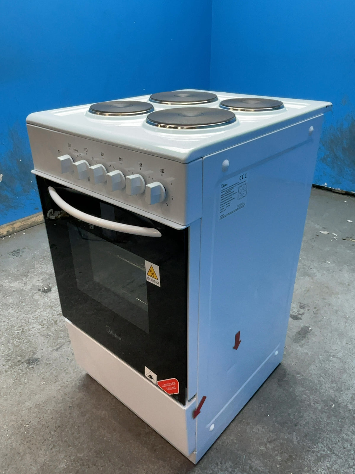 #GRC-167-424 - Midea 50cm Electric Cooker – Solid Plate Hob, Integrated Grill, White