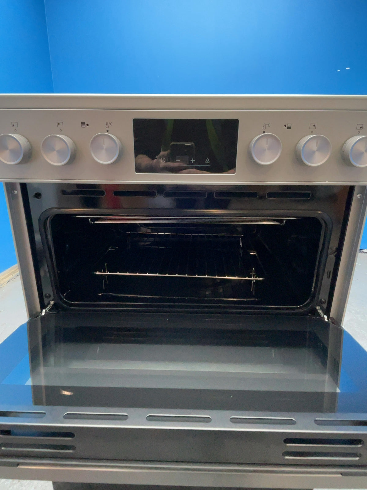 #GRC-168-030 - Midea 60cm Double Oven Electric Cooker – 107L Capacity, Ceramic Hob, Stainless Steel