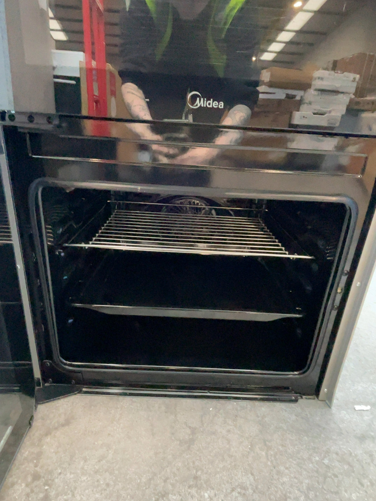 #GRC-168-030 - Midea 60cm Double Oven Electric Cooker – 107L Capacity, Ceramic Hob, Stainless Steel