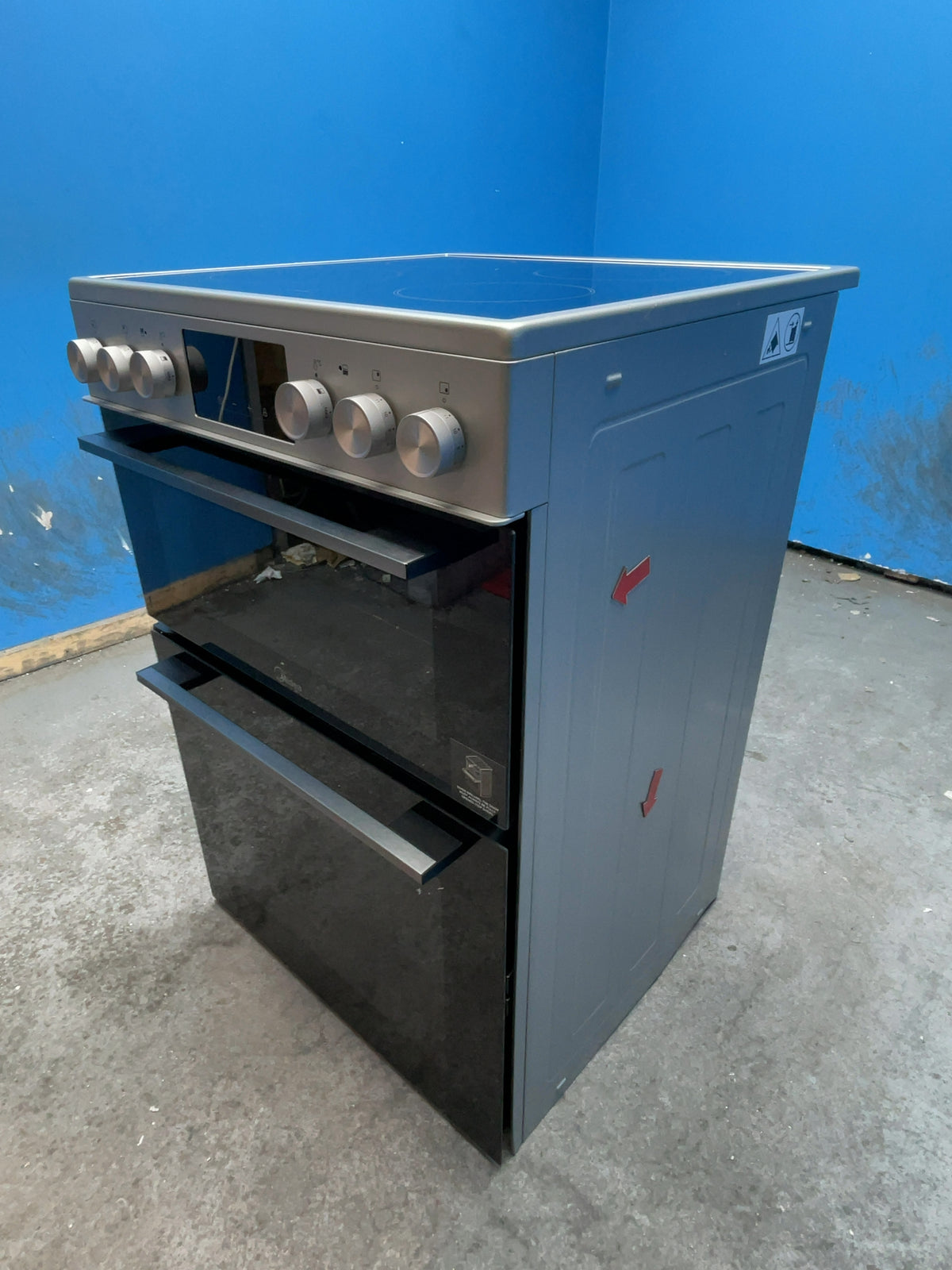 #GRC-168-030 - Midea 60cm Double Oven Electric Cooker – 107L Capacity, Ceramic Hob, Stainless Steel