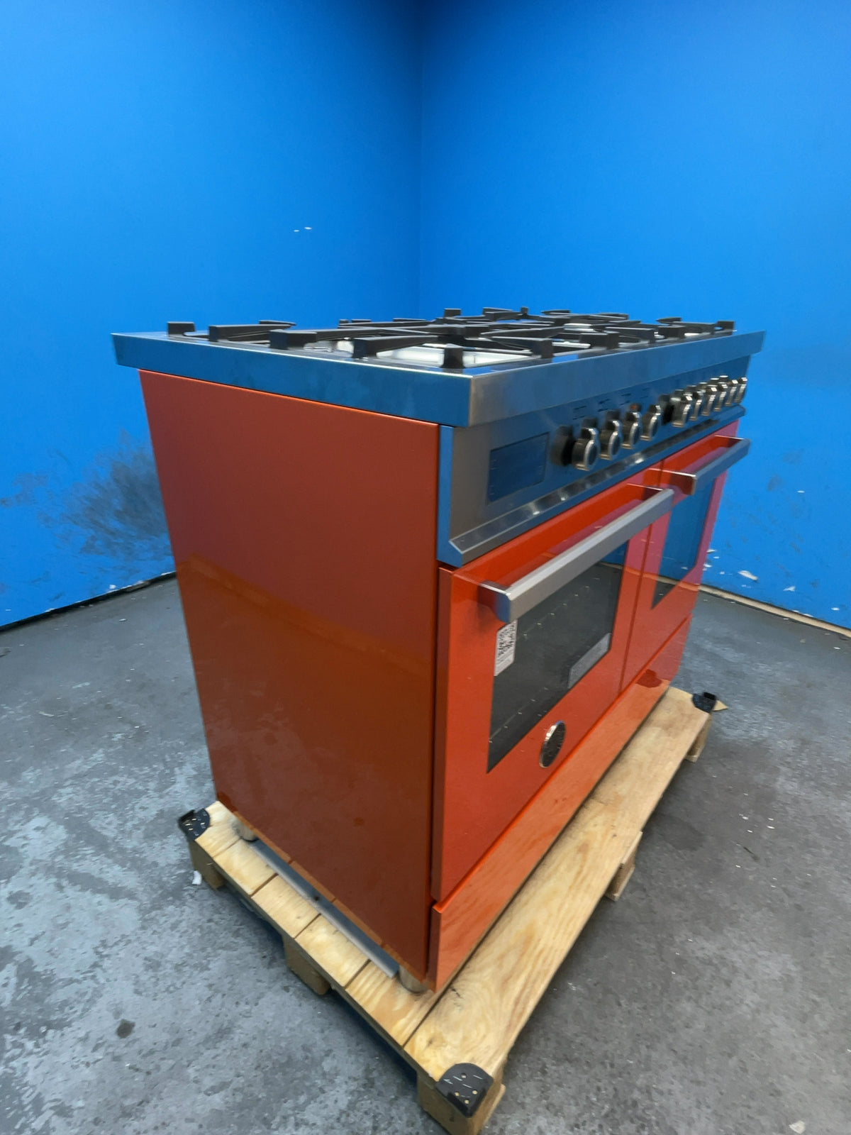 #GRC-168-074 - Bertazzoni Professional Series 100cm Dual Fuel Range Cooker – Twin Oven 123L, 6 Gas Burners, Dual Wok, Orange