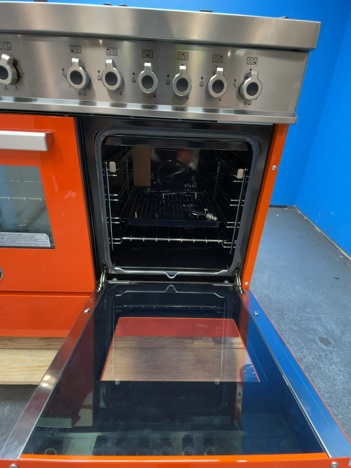 #GRC-168-074 - Bertazzoni Professional Series 100cm Dual Fuel Range Cooker – Twin Oven 123L, 6 Gas Burners, Dual Wok, Orange
