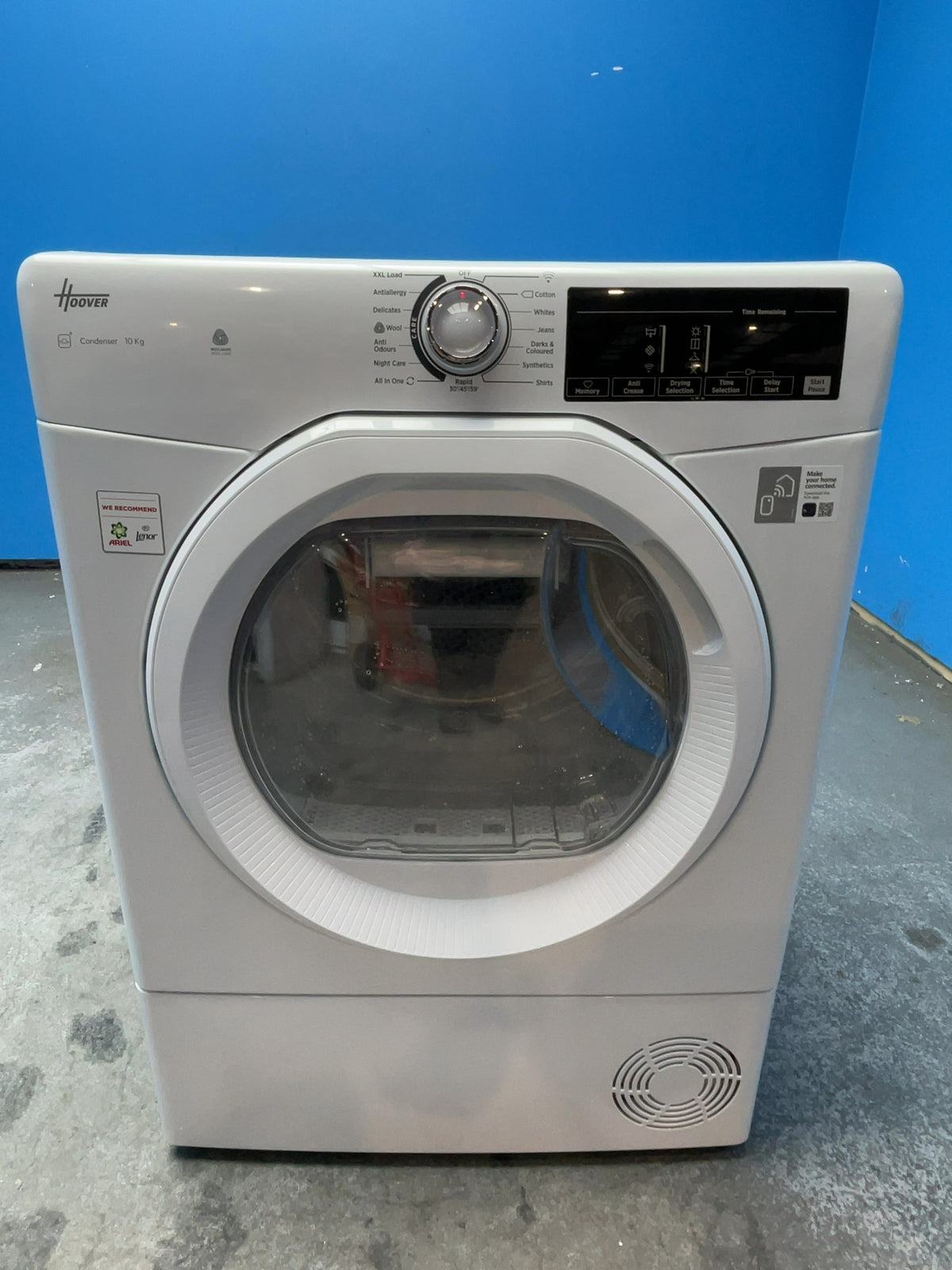 #GRC-168-168 - Hoover 10kg Condenser Tumble Dryer – Sensor Drying, White, B Energy Rating