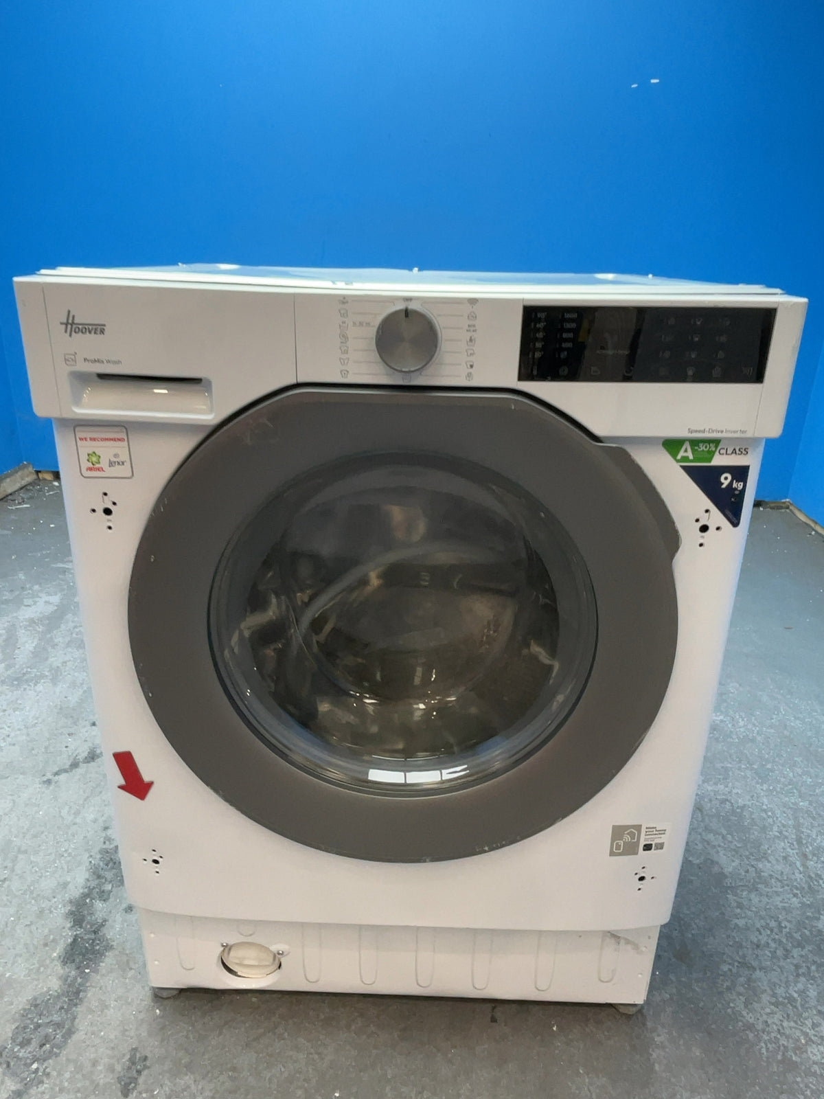 #GRC-168-585 - Hoover 9kg 1600rpm Integrated Washing Machine – KG Mode, Steam Function, White