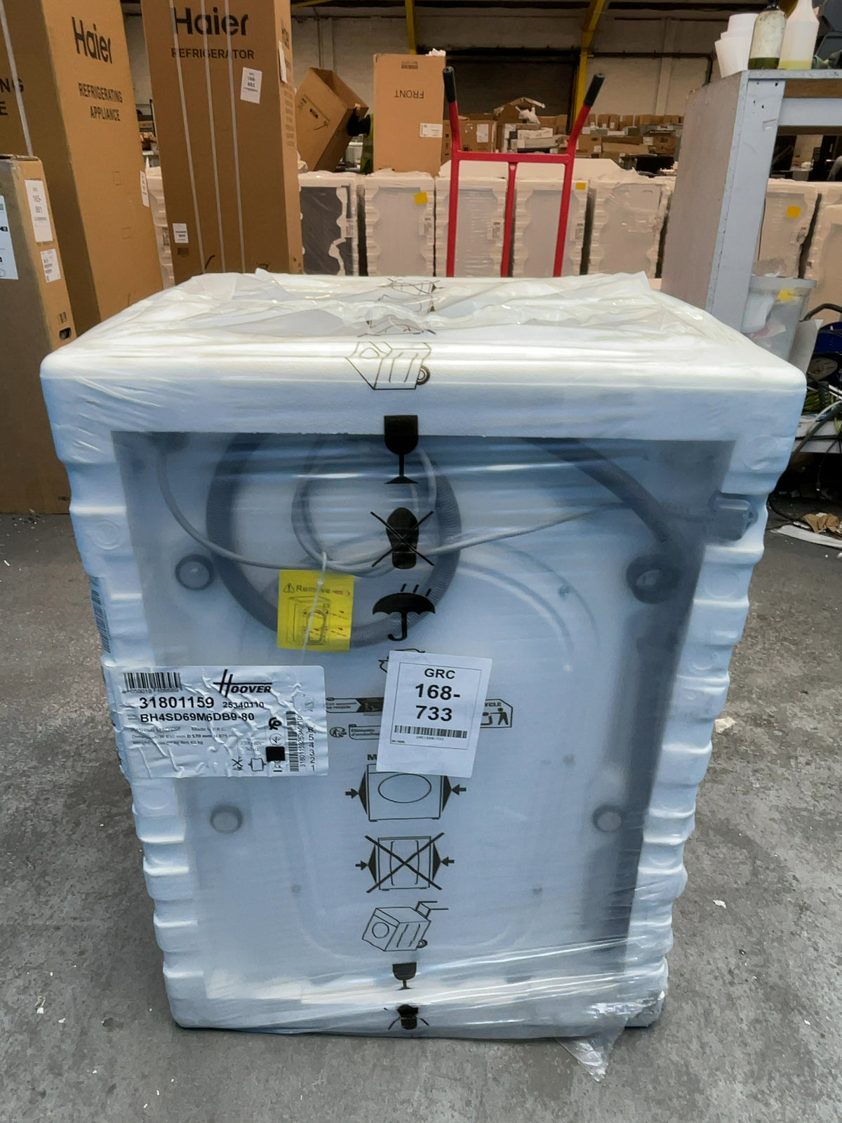 #GRC-168-733 - Hoover 9kg 1600rpm Integrated Washing Machine – AI Weight Sense, White