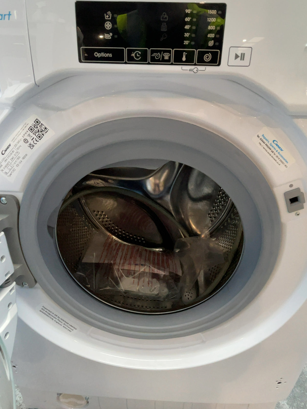 #GRC-168-750 - Candy CBW 57D1XE-80 7kg Integrated Washing Machine – 1500rpm, KG Detector, Steam Function, White