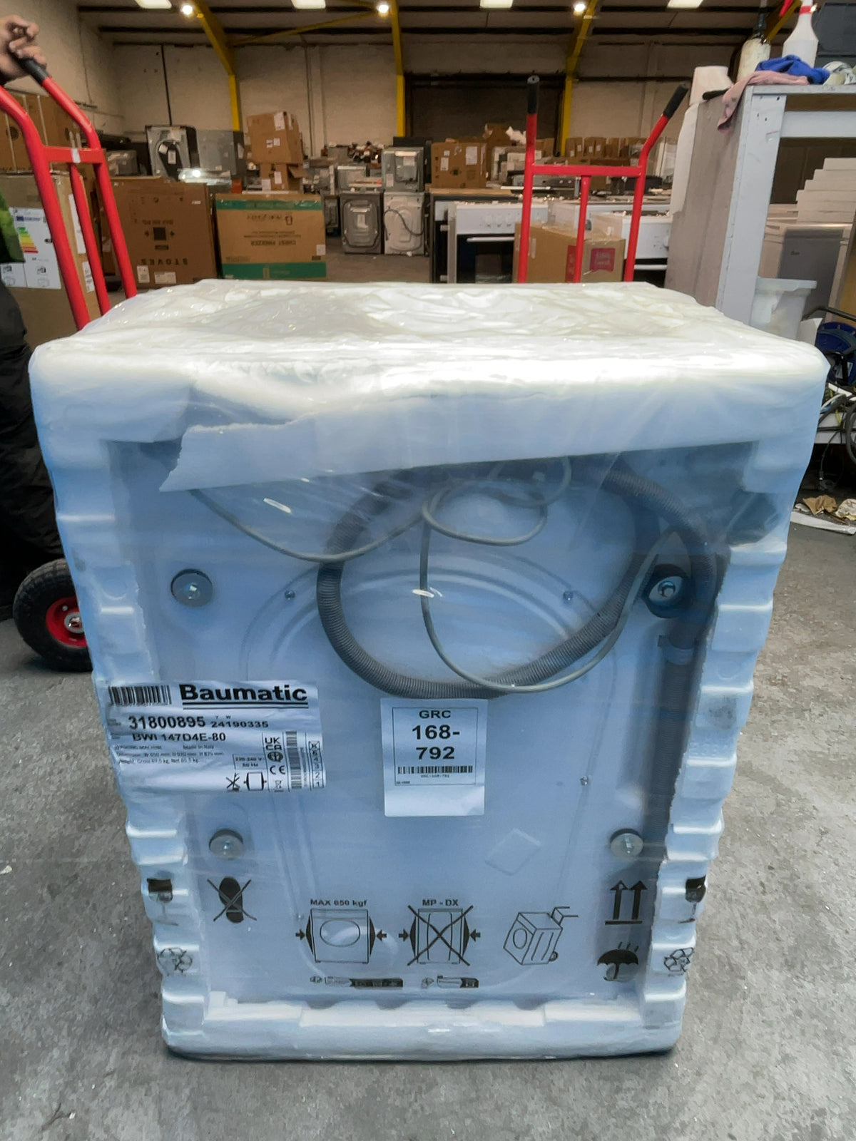 #GRC-168-792 - Baumatic BWI 147D4E-80 Integrated Washing Machine – 7kg Capacity, 1400rpm, LED Display, Quick Wash, White
