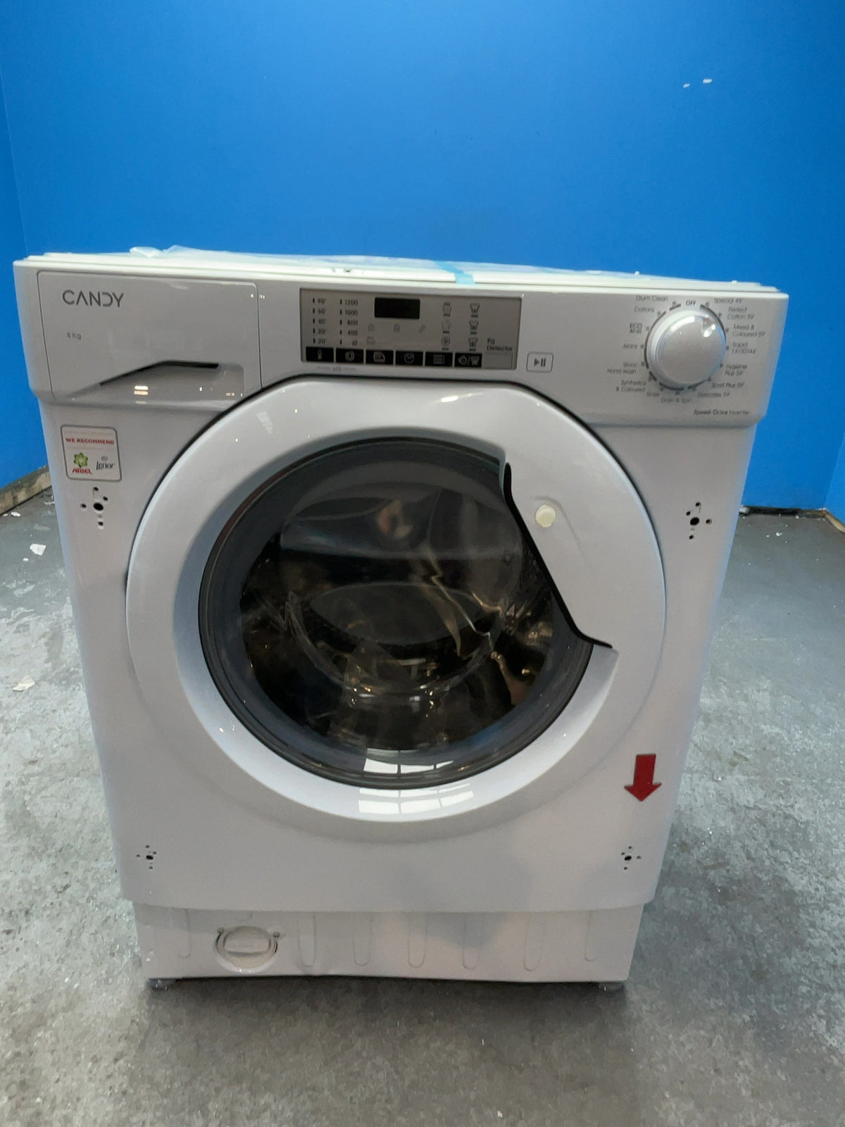 #GRC-168-809 - Candy Integrated 8kg 1200rpm Washing Machine – Inverter Motor, KG Detector, Quick 14 Min Wash, White