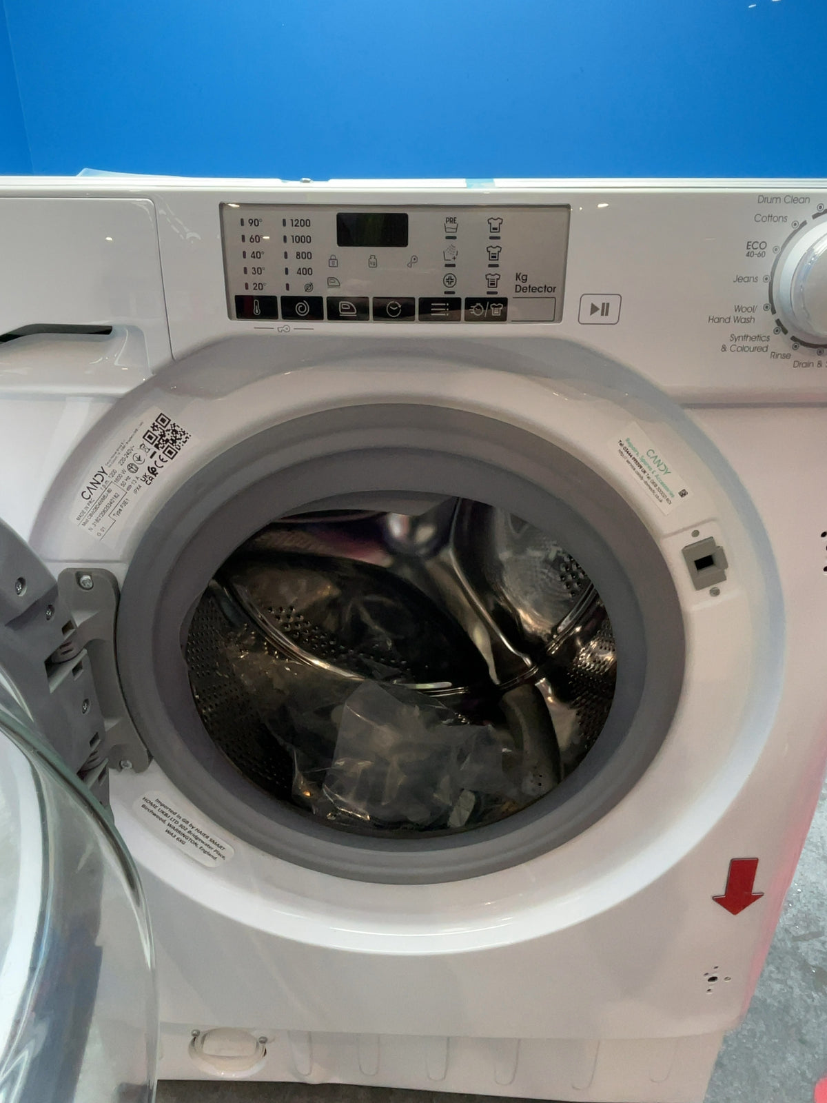 #GRC-168-809 - Candy Integrated 8kg 1200rpm Washing Machine – Inverter Motor, KG Detector, Quick 14 Min Wash, White