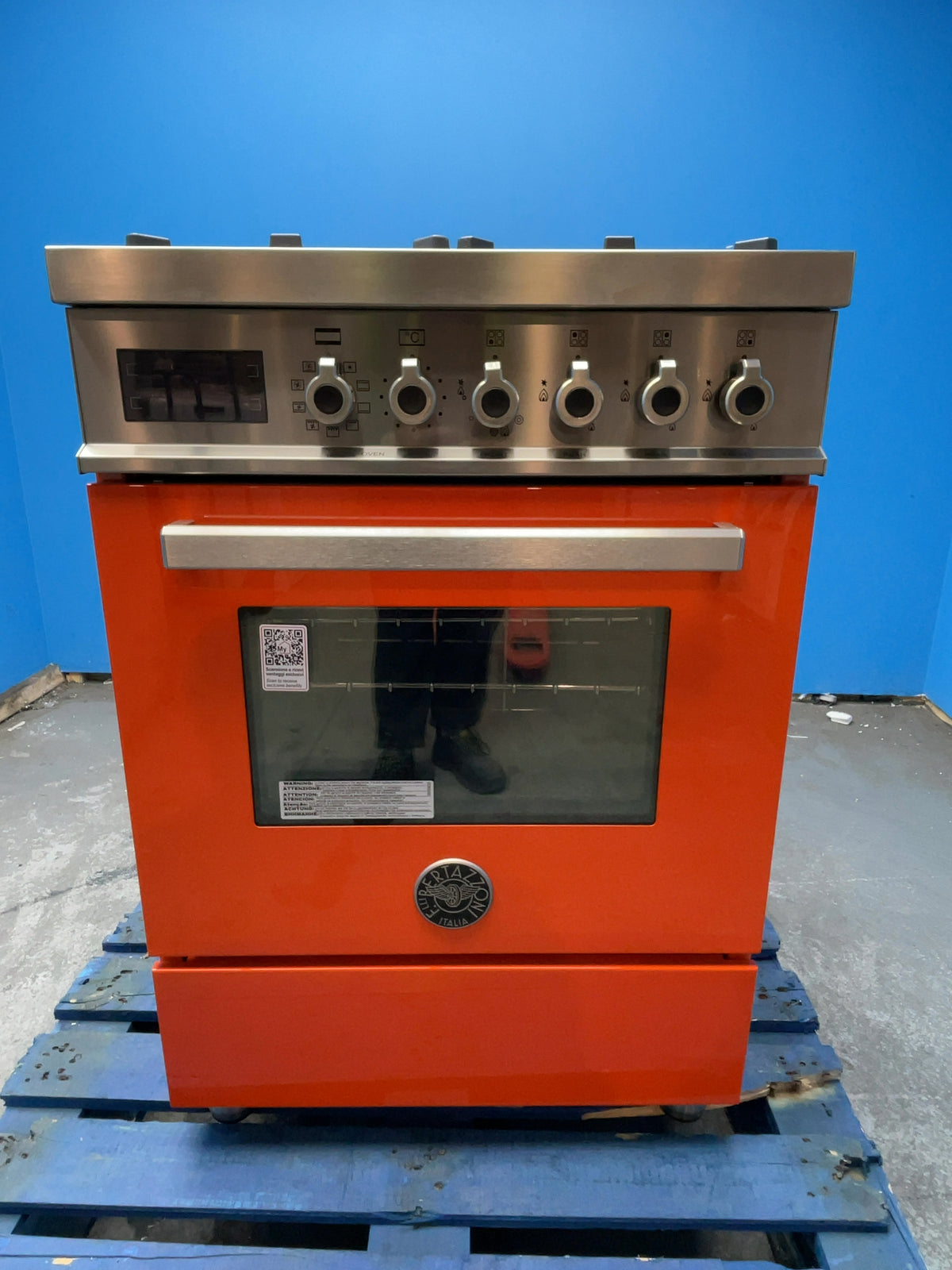 #GRC-168-955 - Bertazzoni 60cm Dual Fuel Range Cooker – 69L, 4 Gas Burners, Cast Iron Supports