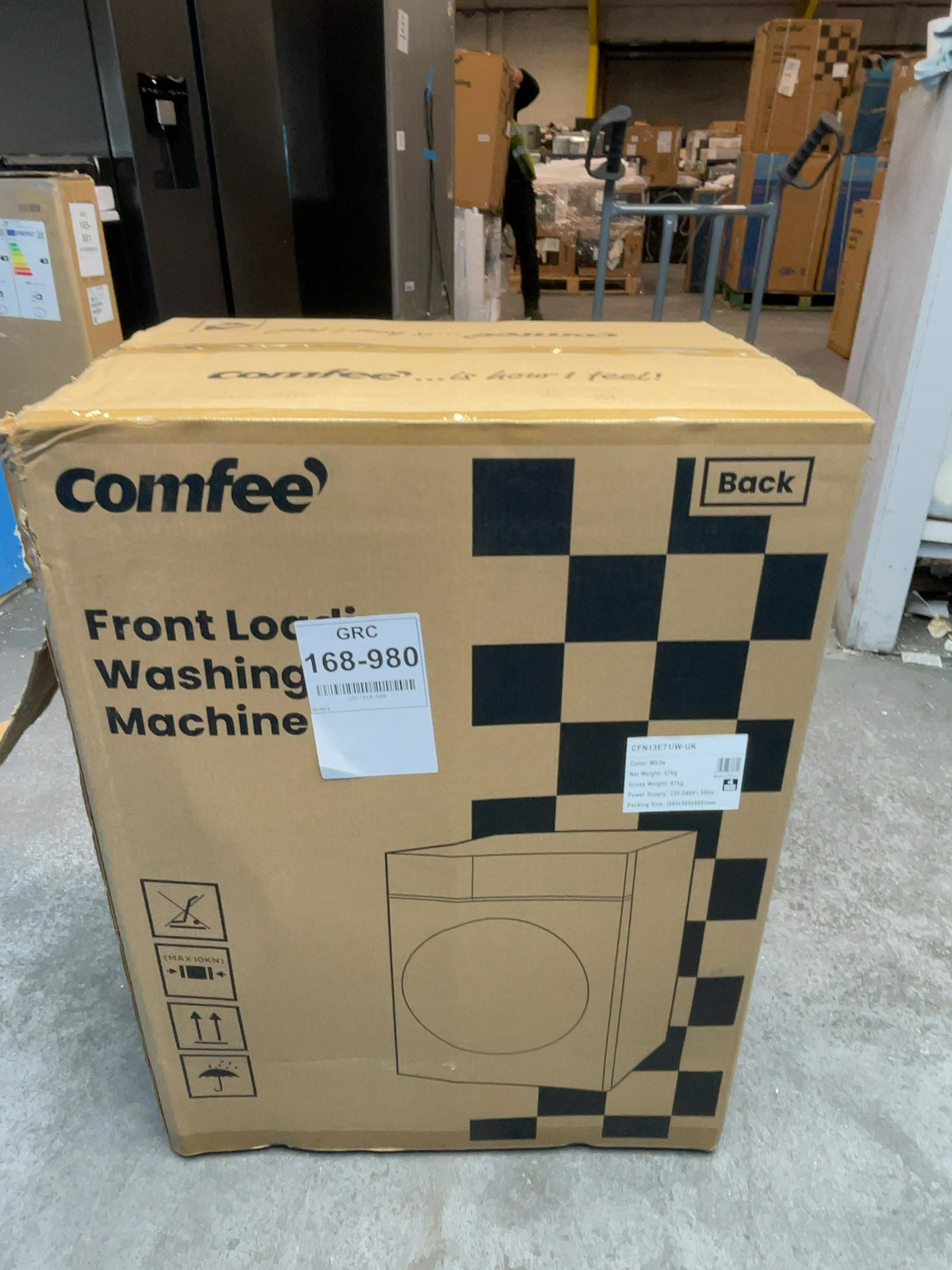 #GRC-168-980 - Comfee 7kg 1200rpm Washing Machine – Steam Wash & 15 Min Quick Cycle, White