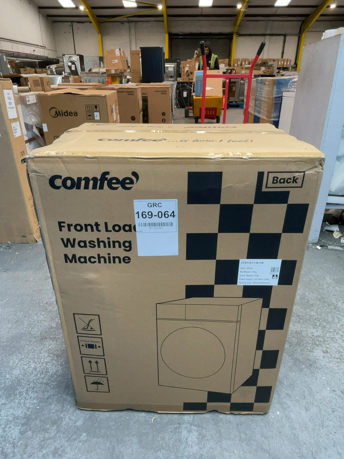 #GRC-169-064 - Comfee 7kg 1200rpm Washing Machine – Steam Wash & 15 Min Quick Cycle, White