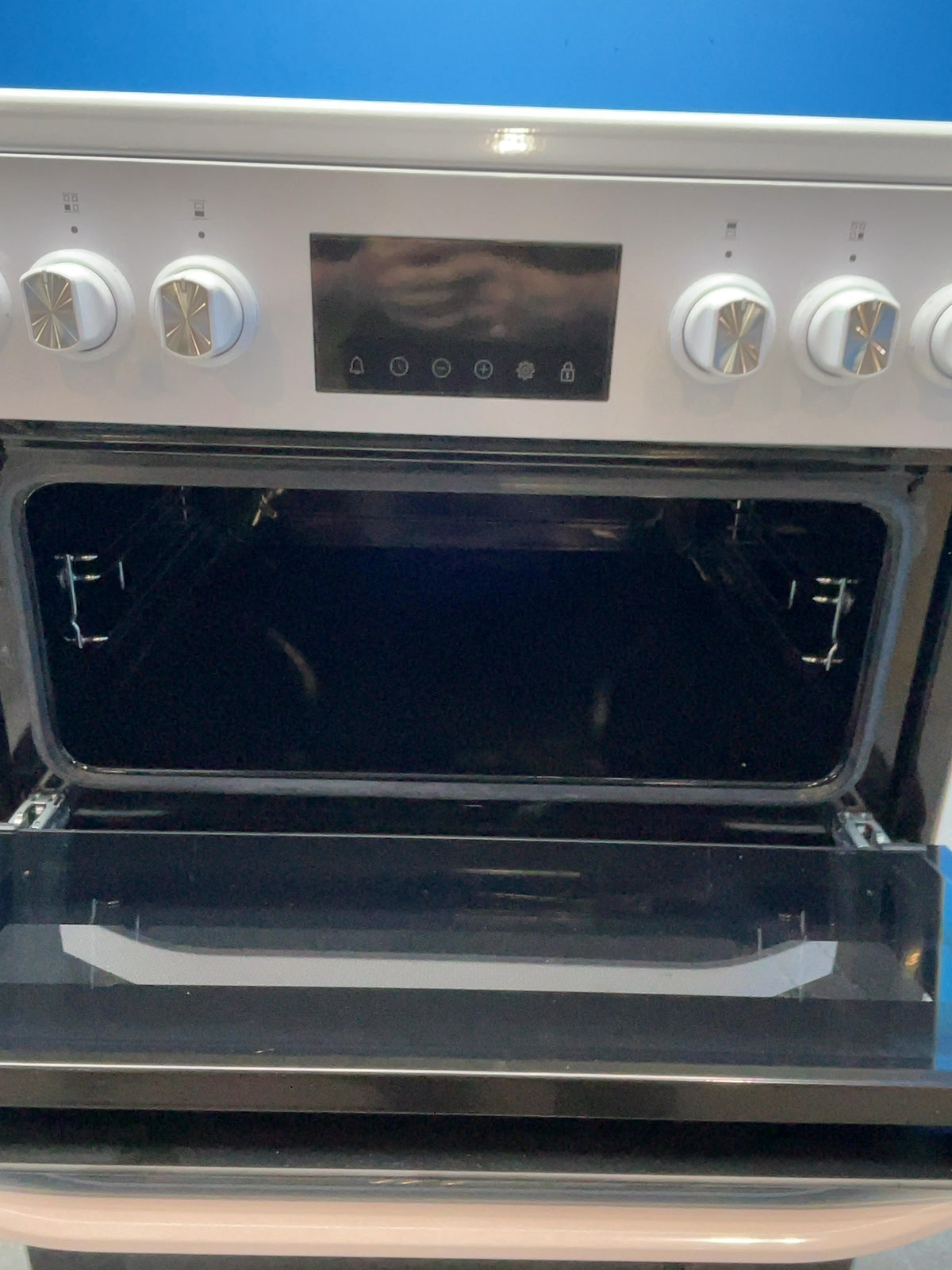 #GRC-169-086 - Hotpoint 60cm Double Oven Electric Cooker – 75L Fan Main Oven, 4 Zone Ceramic Hob, Easy Clean Enamel