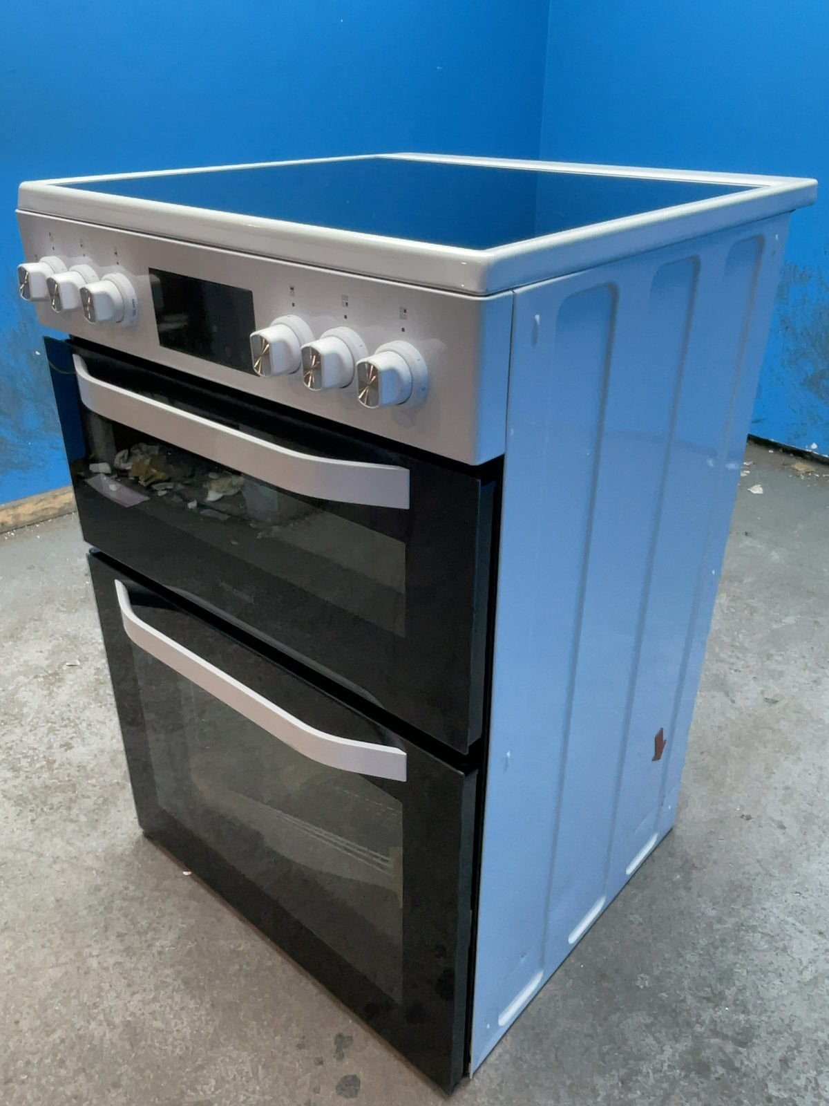 #GRC-169-086 - Hotpoint 60cm Double Oven Electric Cooker – 75L Fan Main Oven, 4 Zone Ceramic Hob, Easy Clean Enamel