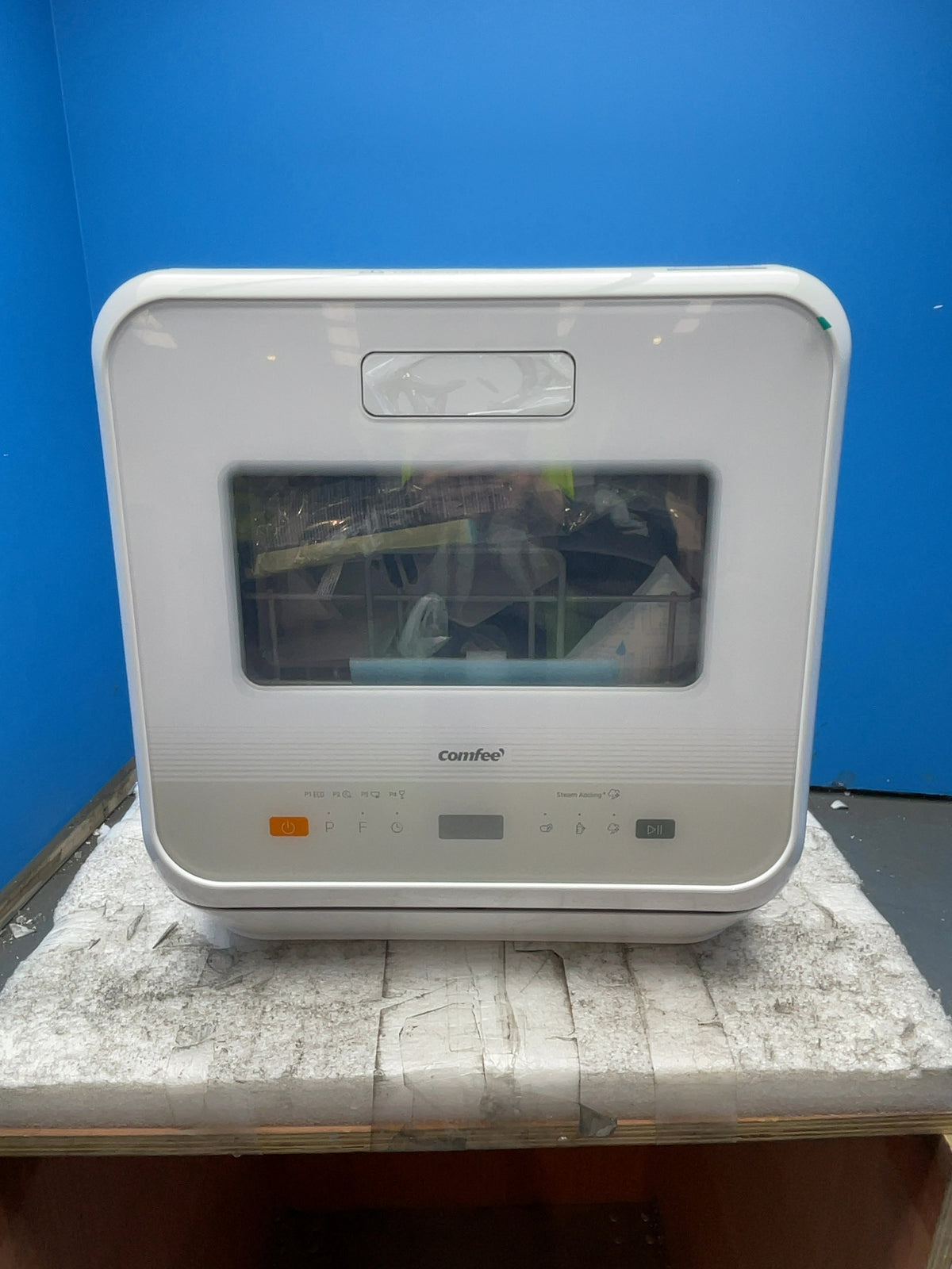 #GRC-169-263 - Comfee Mini Table Top Dishwasher – 5L Water Tank, No Plumbing, 98°C Steam Wash, White