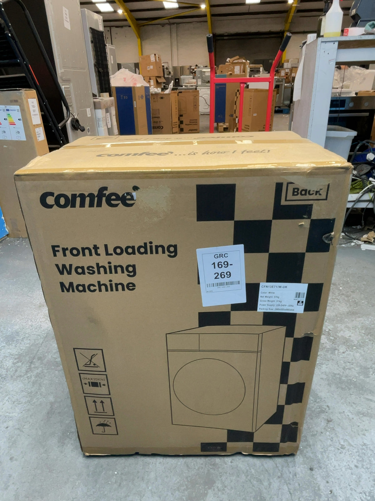 #GRC-169-269 - Comfee 7kg 1200rpm Washing Machine – Steam Wash & 15 Min Quick Cycle, White