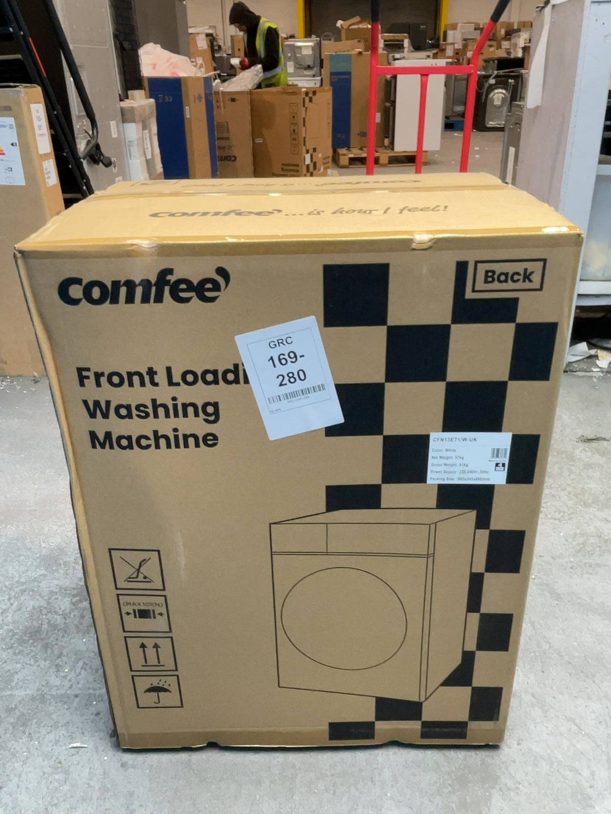 #GRC-169-280 - Comfee 7kg 1200rpm Washing Machine – Steam Wash & 15 Min Quick Cycle, White
