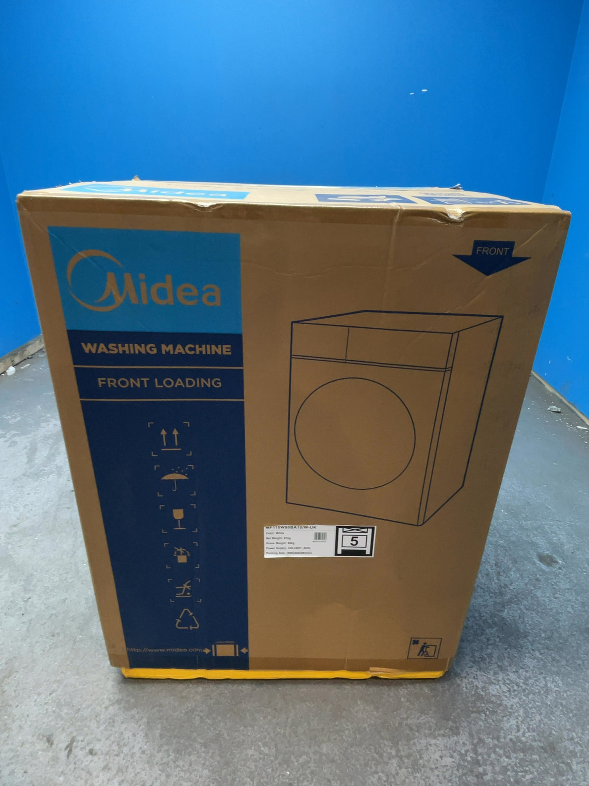 #GRC-169-281 - Midea 9kg 1400rpm Washing Machine – Steam Care, Turbo Wash, Inverter Motor, White