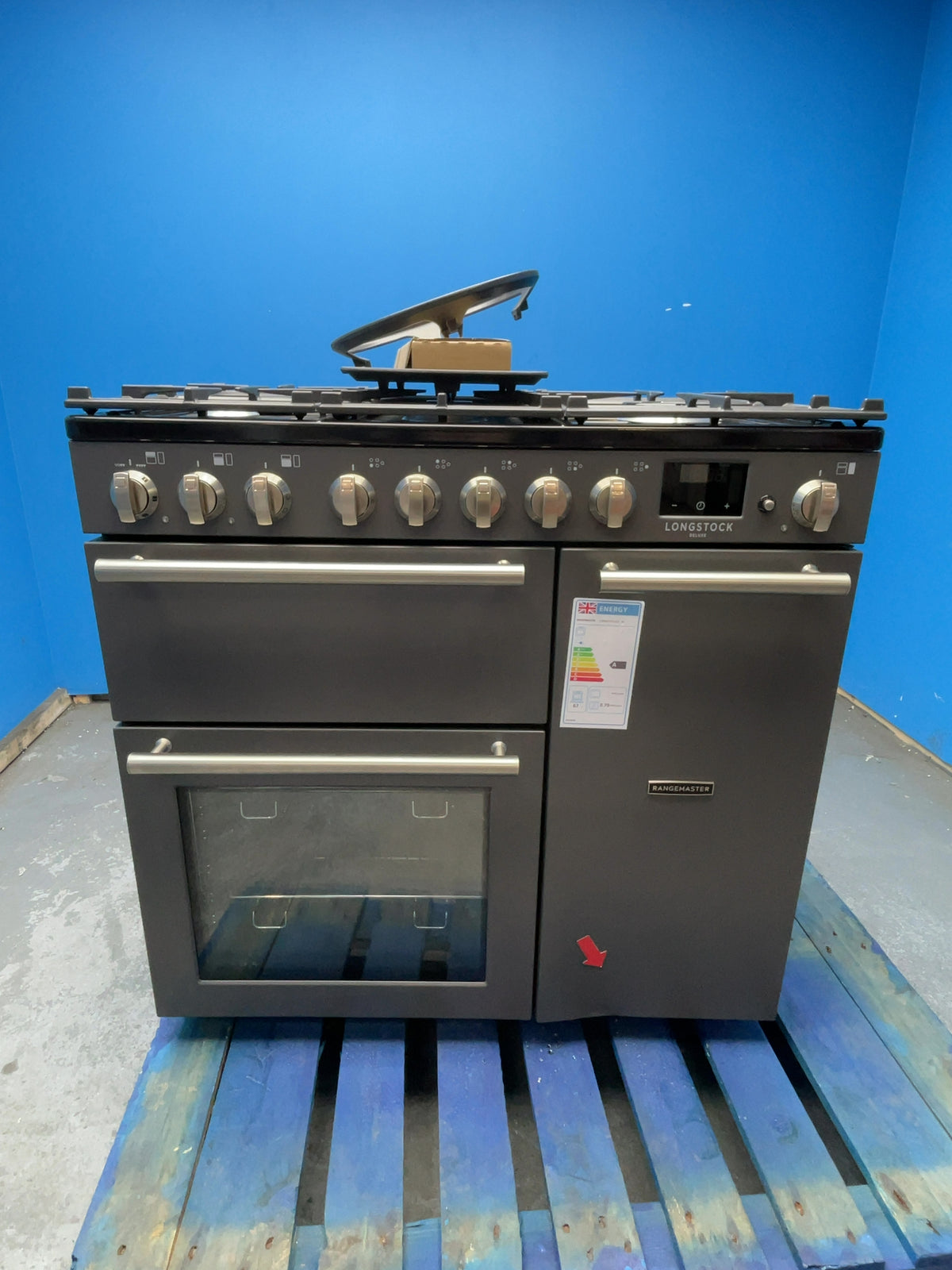 #GRC-169-611 - Rangemaster Longstock Deluxe 90cm Dual Fuel Range Cooker – 147L Double Oven, 5 Burner Gas Hob, Slate