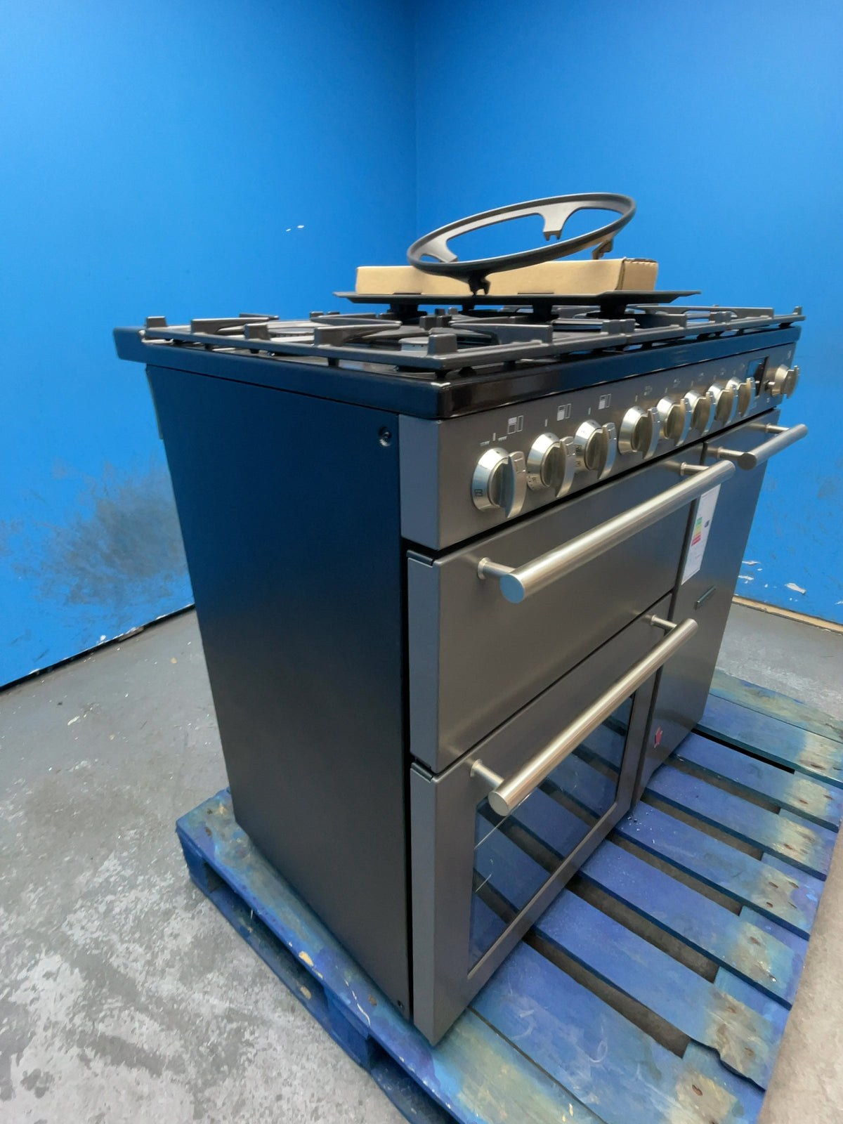 #GRC-169-611 - Rangemaster Longstock Deluxe 90cm Dual Fuel Range Cooker – 147L Double Oven, 5 Burner Gas Hob, Slate