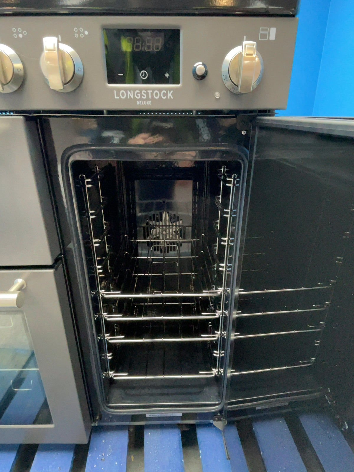 #GRC-169-611 - Rangemaster Longstock Deluxe 90cm Dual Fuel Range Cooker – 147L Double Oven, 5 Burner Gas Hob, Slate