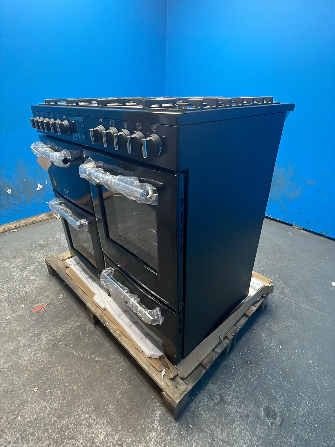 #GRC-164-293 - Belling Farmhouse 100cm Dual Fuel Range Cooker – 157L, AirFry, Black