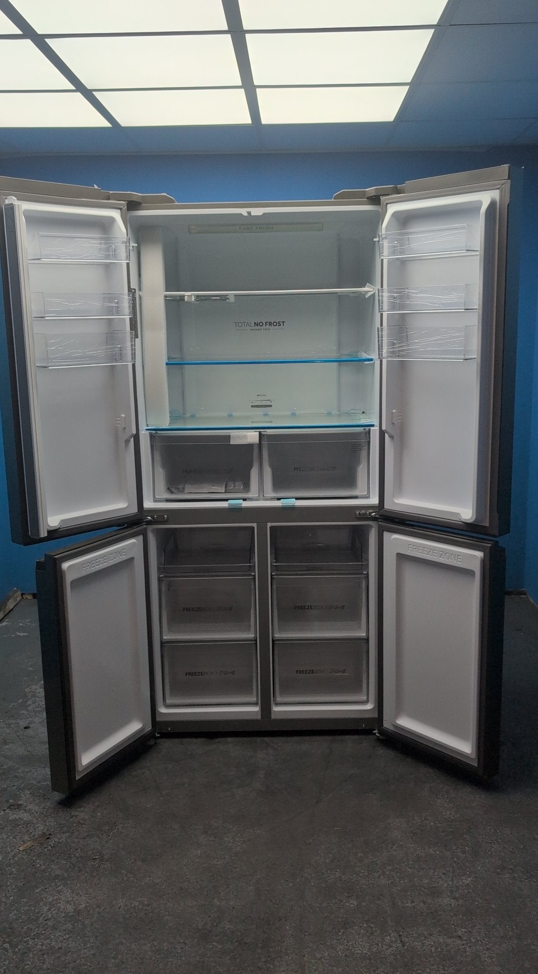 #GRC-163-435 - Haier American Style Fridge Freezer – 528L, Platinum Inox