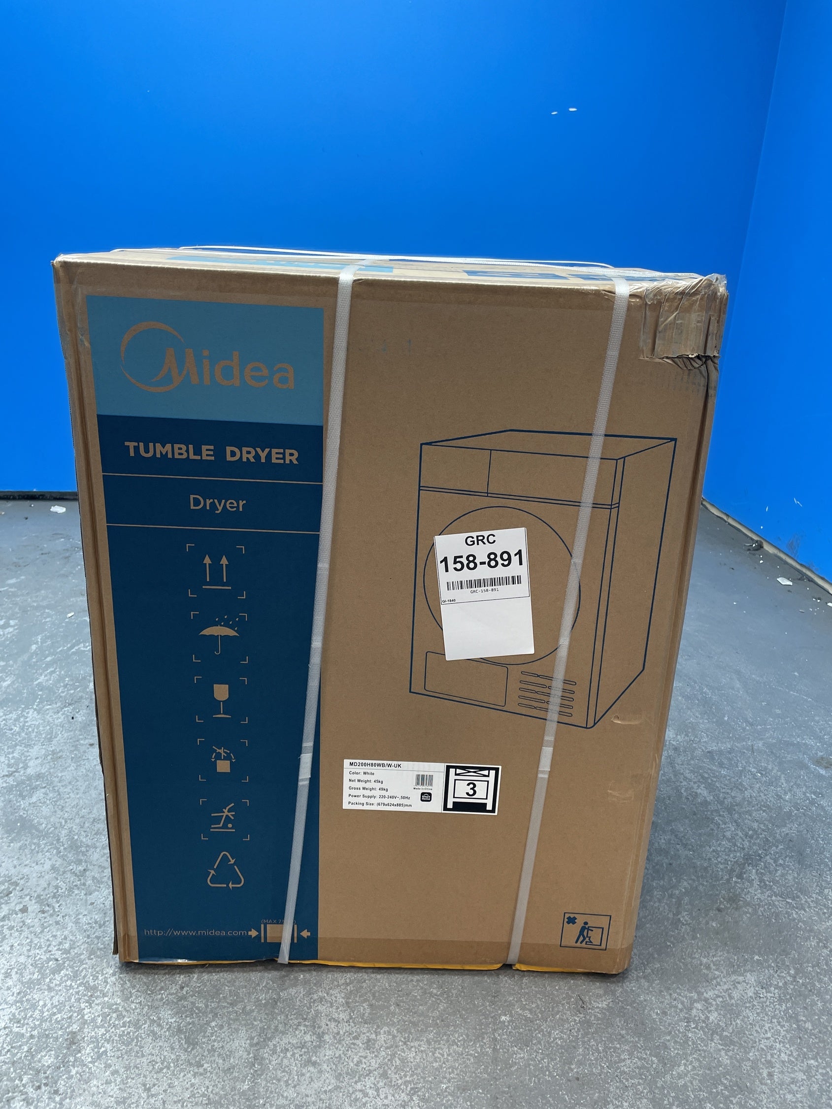 #GRC-158-891 - Midea MD200H80WB/W-UK 8kg Smart Sensor Heat Pump Tumble Dryer