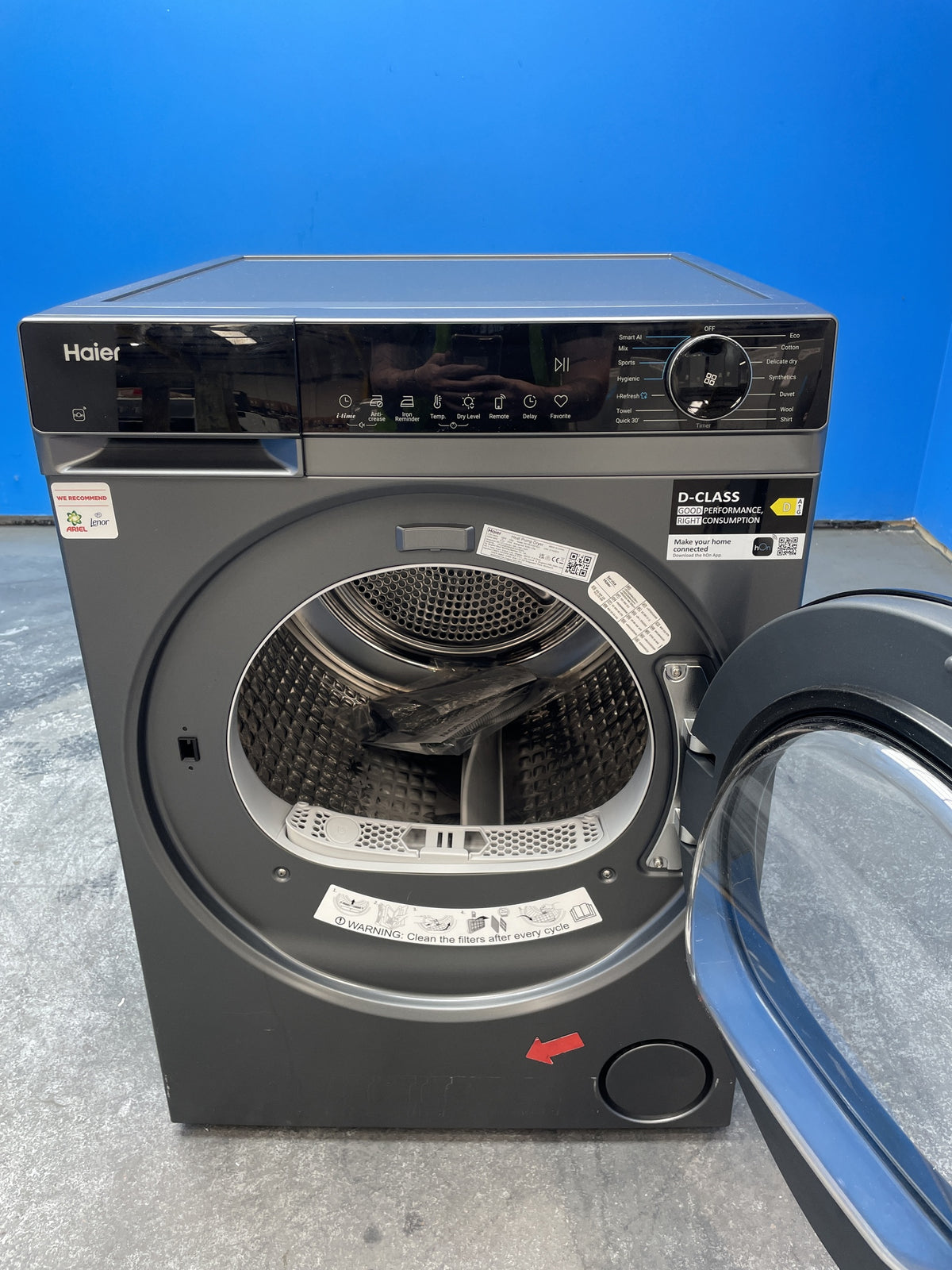#GRC-163-370 - Haier X Series 5 10kg Heat Pump Tumble Dryer – Grey, D Energy Rating