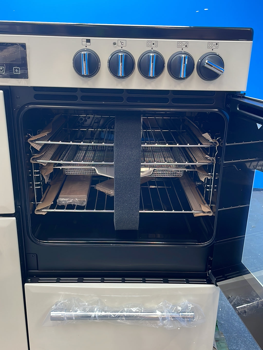 #GRC-164-335 - Belling Farmhouse 100cm Dual Fuel Range Cooker – 157L, AirFry, Cream