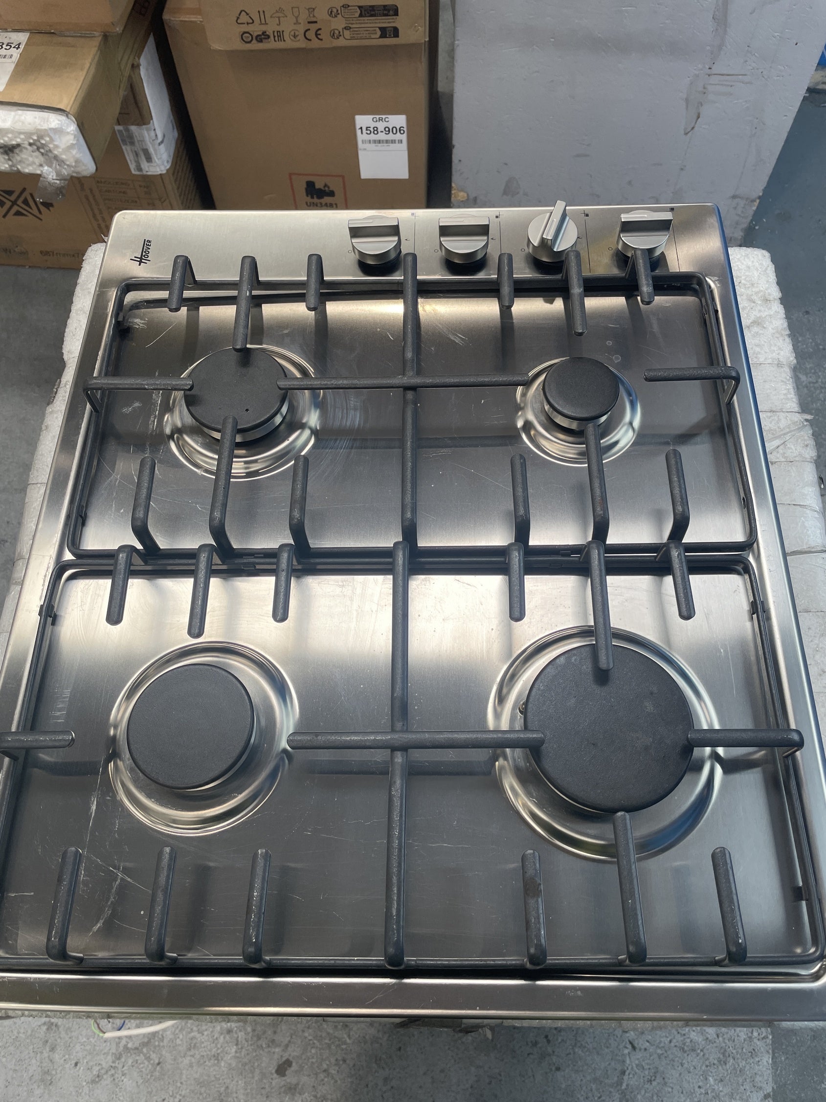 #GRC-159-191 - Hoover HHW6LK3X 60cm 4-Burner Stainless Steel Gas Hob